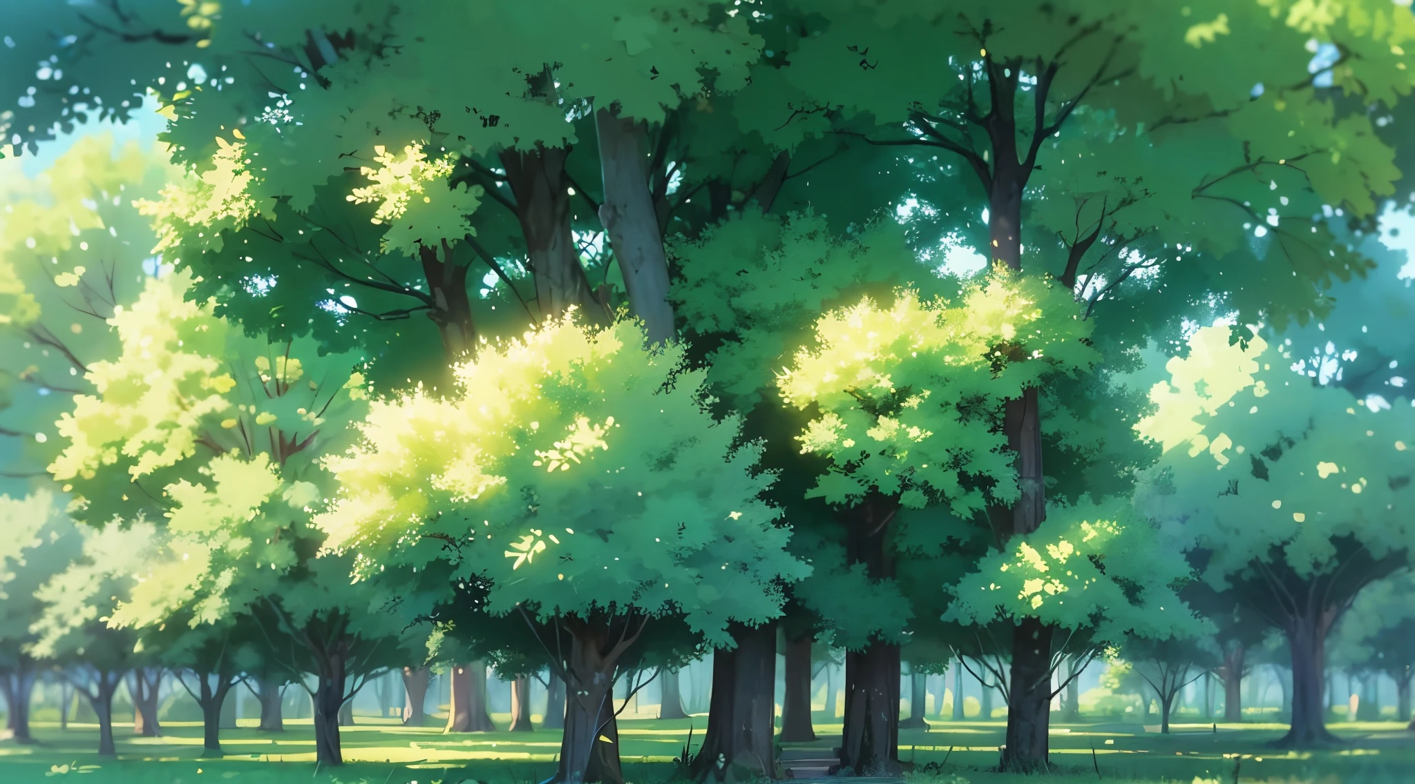 (ghibli style background illustration), trees,