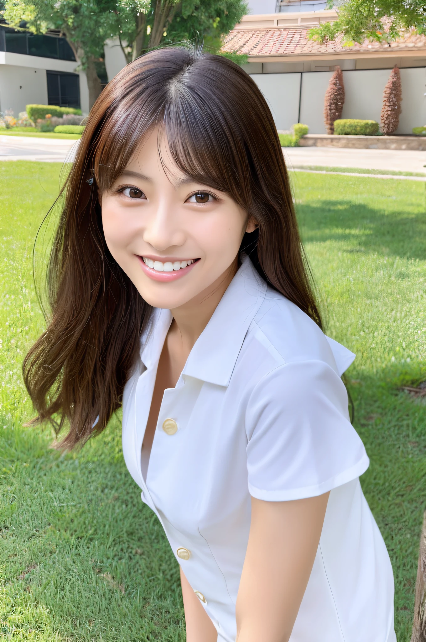 A Japanese milf, photo of one girl, Slender figure, Realistic teeth, double eyelids, smile, full-body, masterpiece, best quality, detailed, beauty