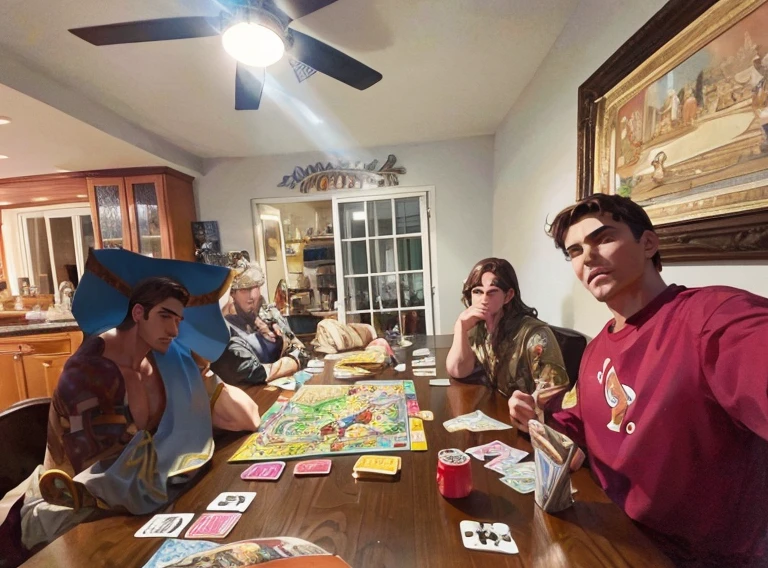The main Greek gods playing uno.
