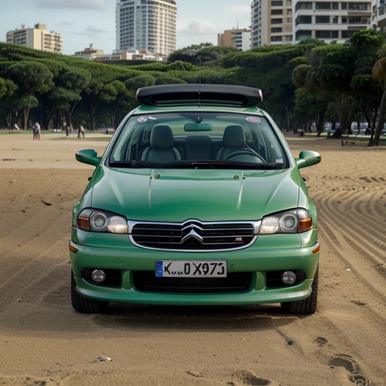 Carro importado, French from the 99s of the brand Citroen Model Xsara, Xsara Paris Dakar, Xsara Green, carro VTs, Xsara exclusive verde escuro rodas estrela, French car on Copacabana beach Xsara exclusive 1999