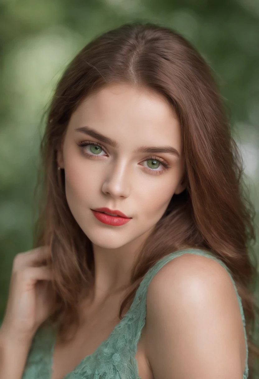 adolescente pelirroja pelirroja hermosa mujer con ojos verdes y pelo largo, arte digital por Kurt Roesch, Shutterstock, Arte digital, dream girl with green eyes, Retrato suave disparado 8K, con cabello rojo y ojos verdes, Hermosa cara realista, Cara hermosa realista, Retrato de belleza detallado, Hermoso rostro fotorrealista, Pintura digital realista, Hermosa mujer pelirroja, Cabello rojo y rasgos atractivos. Con apariencia de rockera