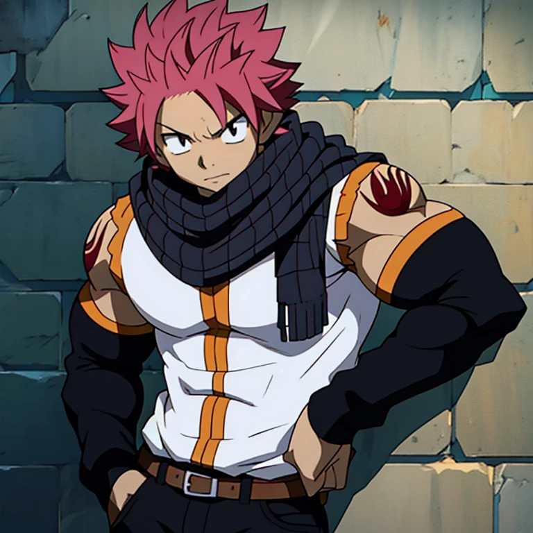 masterpiece, best quality, high quality, 1boy, solo, male focus, looking at viewer, upper body, natsu_dragneel, pink hair