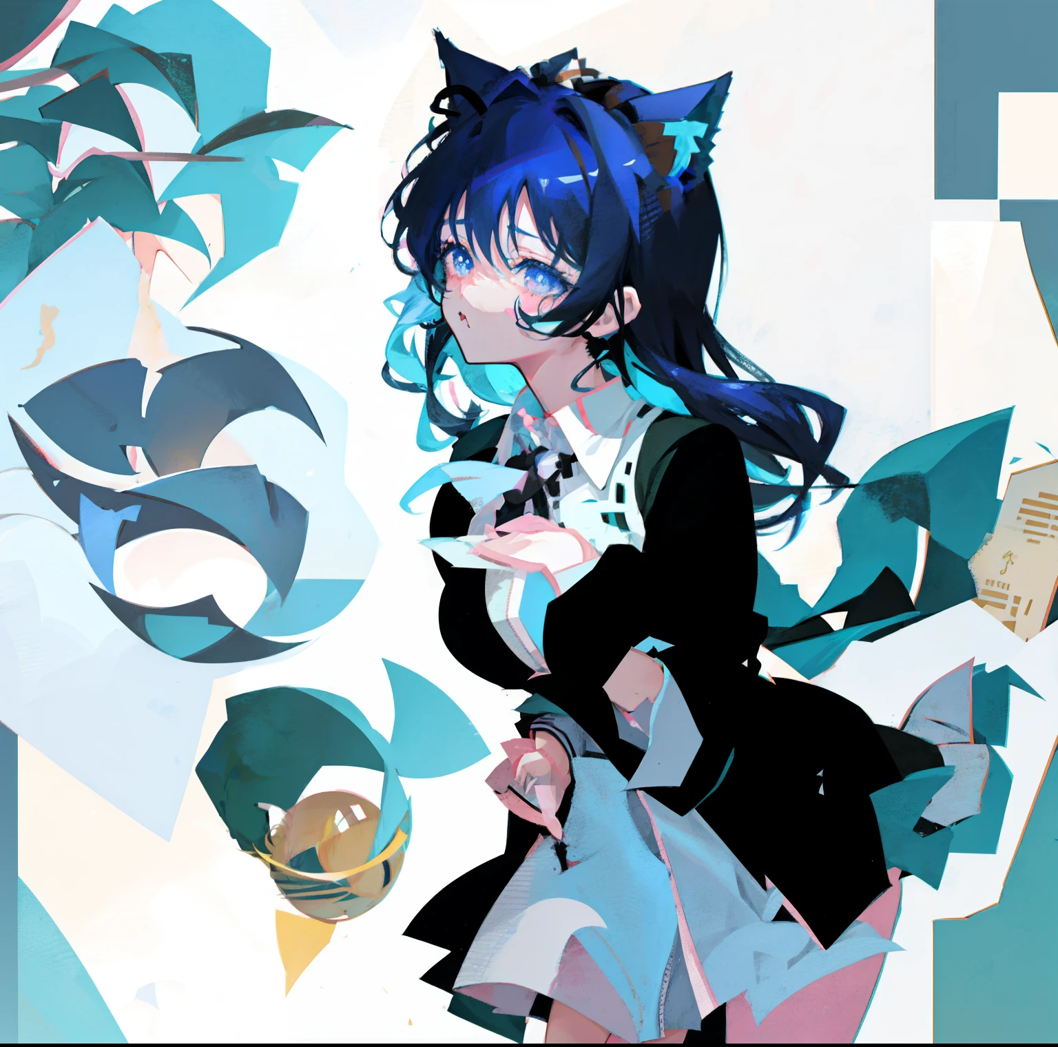 anime girl with blue hair and black dress with cat ears, anime girl with cat ears, cute anime catgirl, anime catgirl, anime moe artstyle, very beautiful anime cat girl, beautiful anime catgirl, anime cat, (anime girl), anime style 4 k, digital anime art!!, anime style. 8k, girl with cat ears, anime artstyle