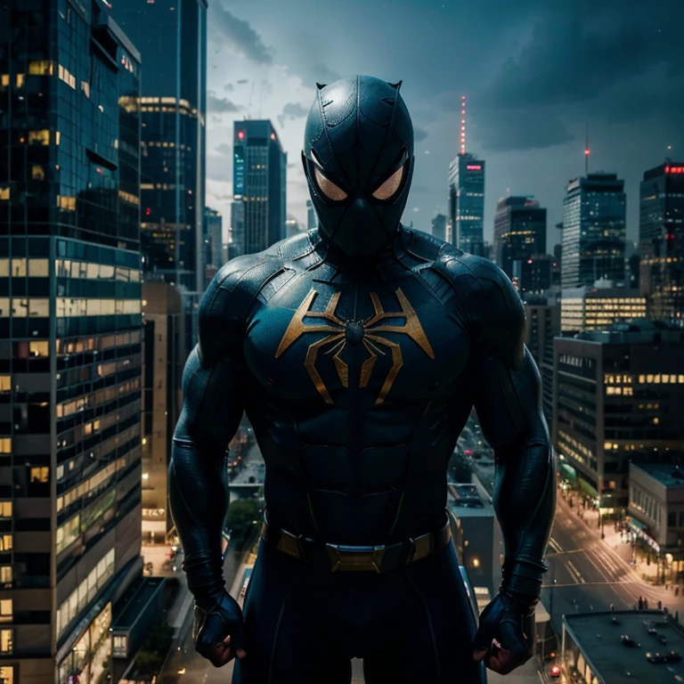 (best quality,4k,8k,highres,masterpiece:1.2),ultra-detailed,(realistic,photorealistic,photo-realistic:1.37),green,blue,yellow,Spiderman,Marvel superhero,llustration,comic book style, vibrant colors,action pose,cityscape background,spider web,mask,spider logo, intense lighting, dynamic composition,spandex costume,superhero strength,web-slinging,superhuman agility,amazing acrobatics, epic battle scene,city skyline, skyscrapers, nighttime, dramatic shadows, vibrant city lights, intense showdown,flying,climbing walls,web-shooting,mask reflecting determination,muscular physique,rippling muscles,heroic stance,exciting atmosphere,adrenaline rush,superheroic abilities, intense action, thrilling adventure.