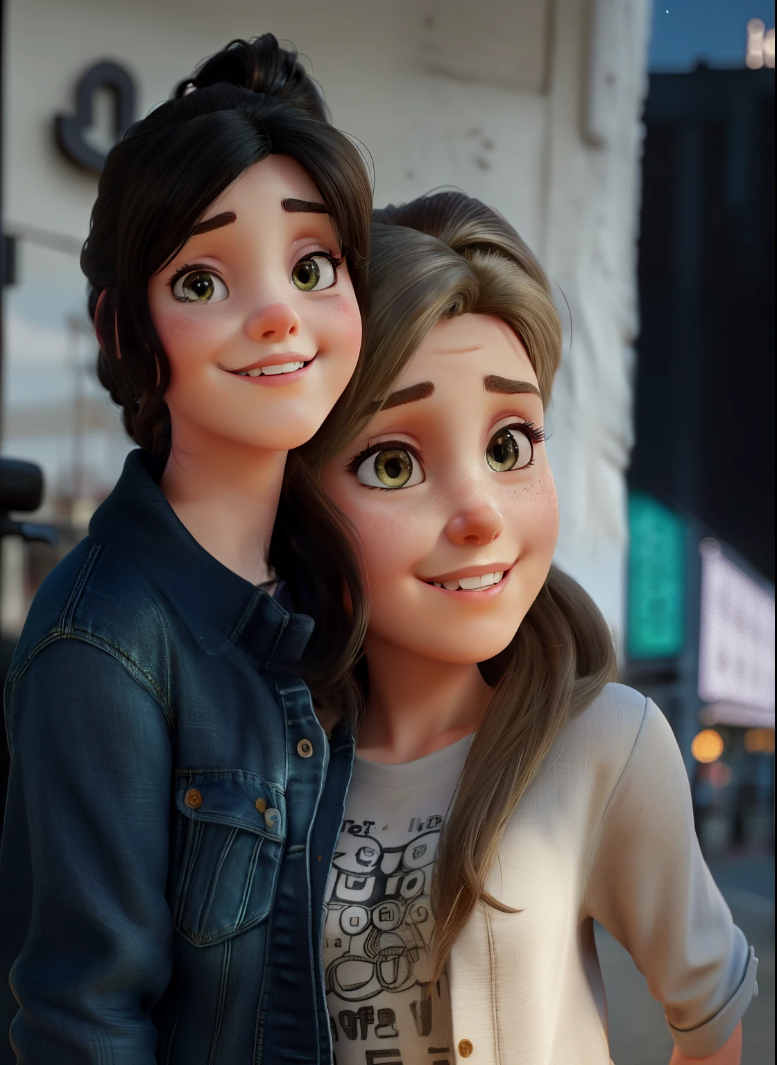 (8k), (best quality), (masterpiece:1.2), (realistic), (photorealistic:1.37), ultra-detailed, 1 girl, caucasian, detailed face, (tight jean), (t-shirt), ((night street background)), (stands straight), ((perfect female body, skin dentation)), mature female, milf, narrow waist, smile, (full body), sexy legs, blonde | ponytail | wavy, high quality, HDR, 4K, photorealistic, incredible detail of the skin, (slightly sweaty body:0.5), professional photo