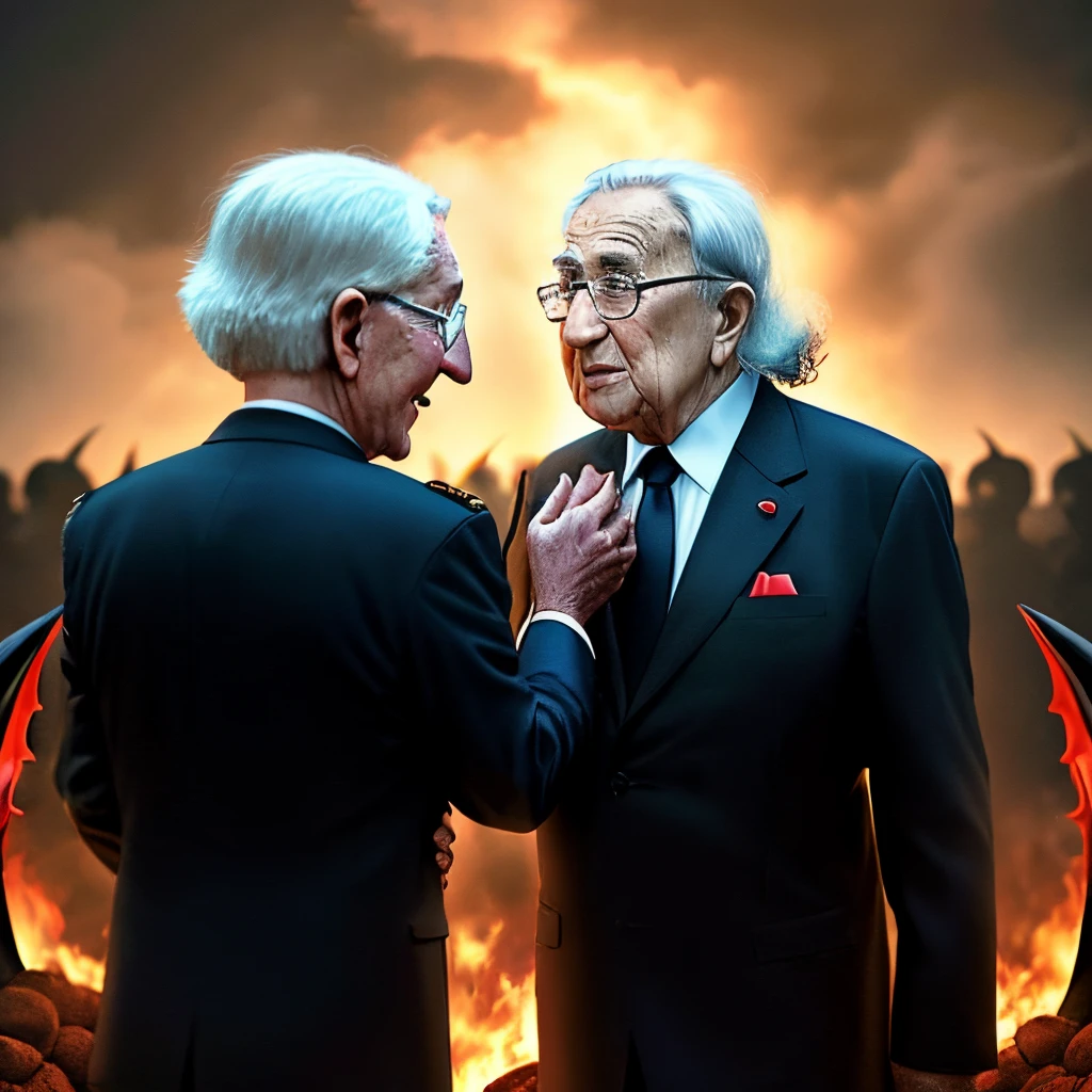 Henry kissinger being welcomed to hell