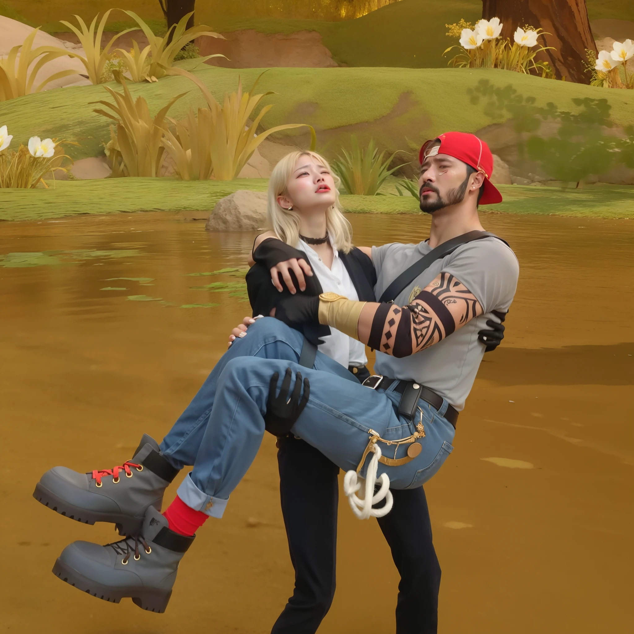 princess carry, struggling, crying, angry,