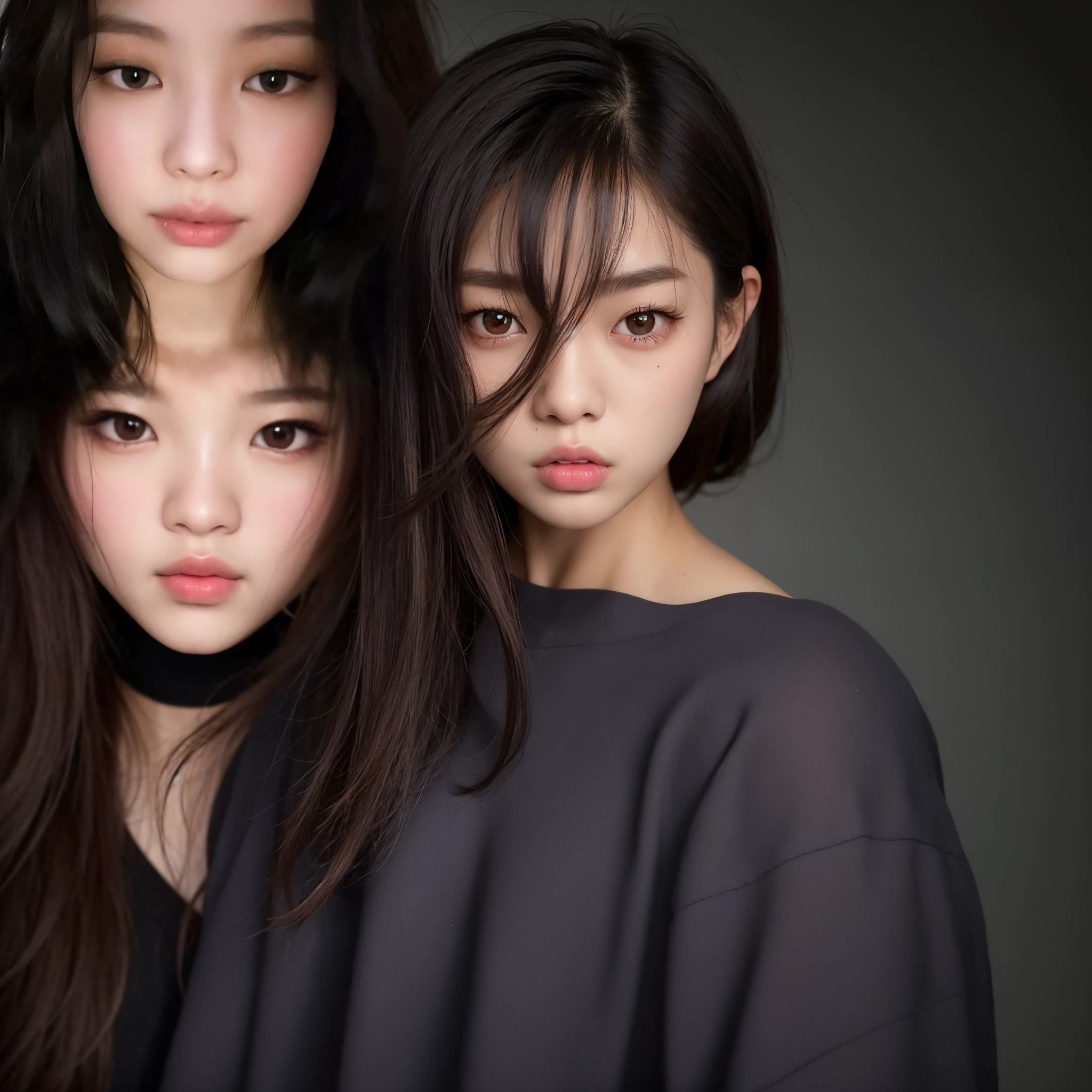 um close up de uma mulher com longos cabelos pretos e uma camisa branca, jennie blackpink, young adorable korean face, wan adorable korean face, young cute wan asian face, pale round face, korean face features, belo rosto redondo, south east asian with round face, Ulzzang, lindo rosto delicado, Mulher sul-coreana bonita, belo rosto delicado, beautiful aesthetic face