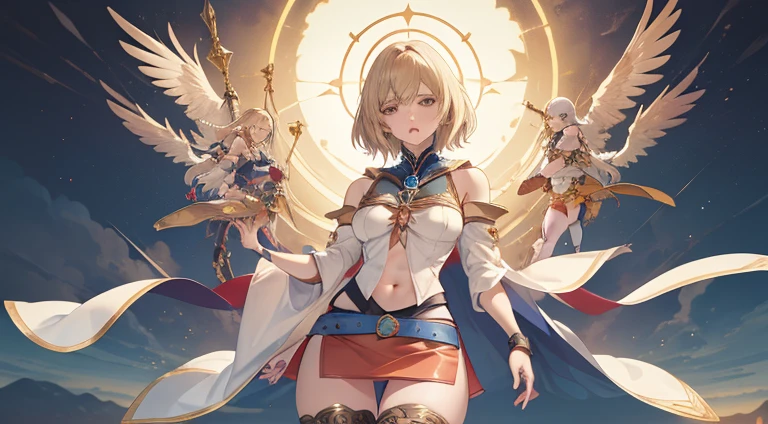 Thigh job,(the golden ratio,masutepiece, of the highest quality, Best Quality, Beautiful and aesthetic:1.2), ighly detailed, Colorful,highest details,Illustrations, fantastical scenes, (Adults,age19,1girl in, Solo, Final Fantasy 12,Ashelia, shorth hair, short-hair,Ashelia Costume, Colossal tits, a miniskirt,knee sox, thighs thighs thighs thighs, jewely,Contemptuous look