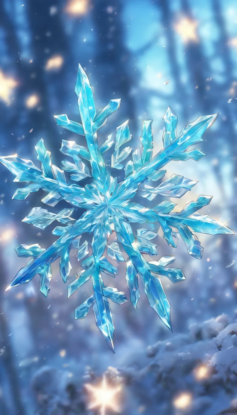 (masterpiece, best quality), extreme close up of a snowflake