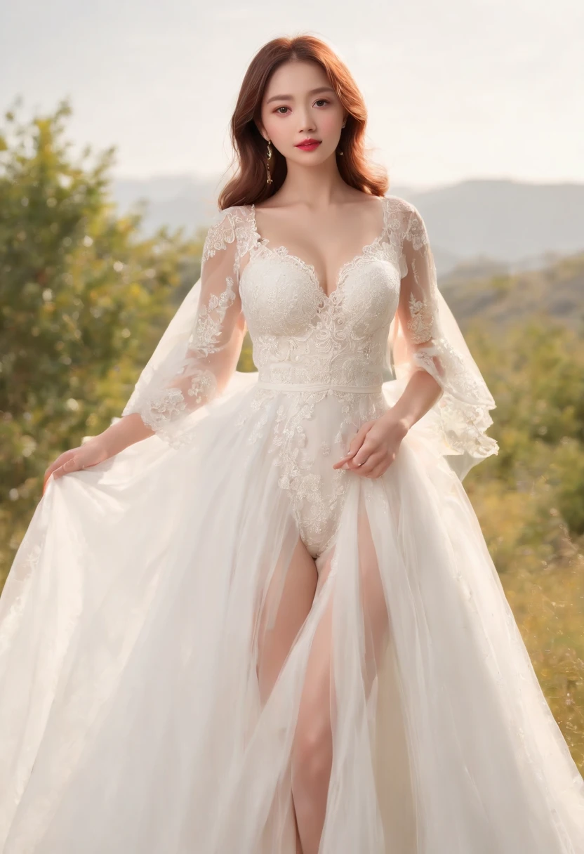 White walls、White double bed,Woman in white wedding dress,White gauze headdress、Meticulous embroidery、Wear white lace gloves、Wearing golden shackles、Wear a gold pet collar、Wearing white suspender stockings、White lace panties clearly visible、Wearing white high heels with red soles、Wearing golden shackles、Look at panties and panties、Bare oversized breasts、raw,(8K、top-quality、tmasterpiece:1.8)、(intricately details:1.8)、(真实感:1.8)、octane renderings、Complex 3D Rendering Ultra Detail, Studio soft light, Edge lights, vibrant detail, super detailing, realistic skin textures, detailface, beautidful eyes, Very detailed CG Unity 16k wallpaper, cosmetics, (detailedbackground:2.0), Skin glows、spread your legs,Lift up the skirt with both hands、Camel toe showing thigh!!!、