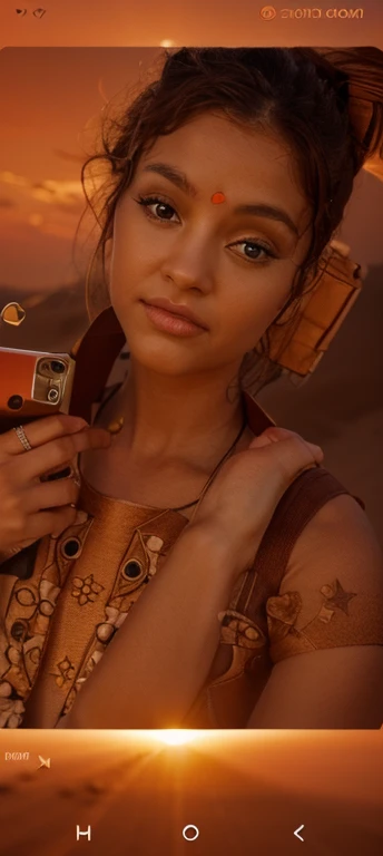 Change the image background to a dune,sunset, professional product photography