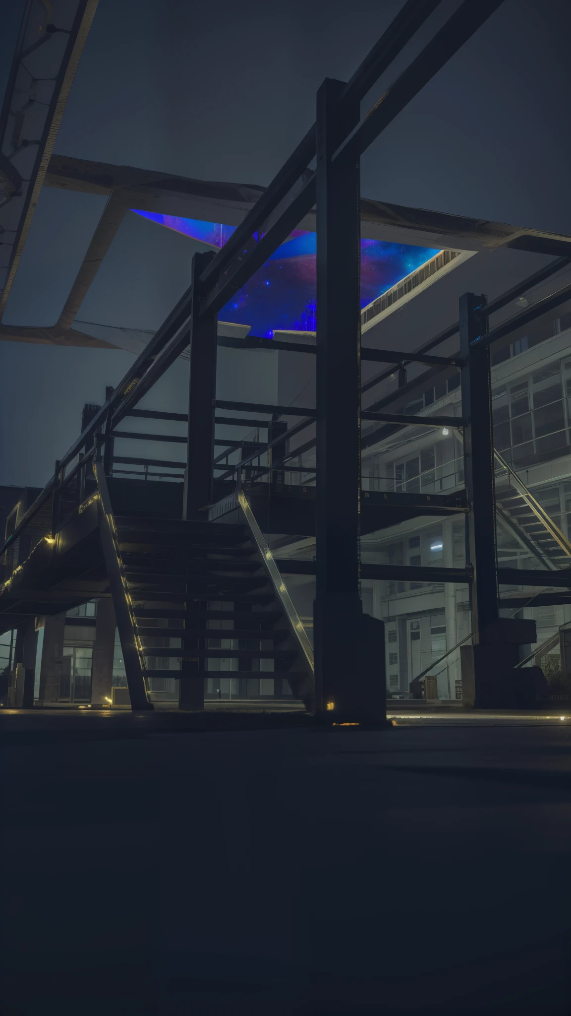 realistic building, 8k Quality, Night sky, Glow
