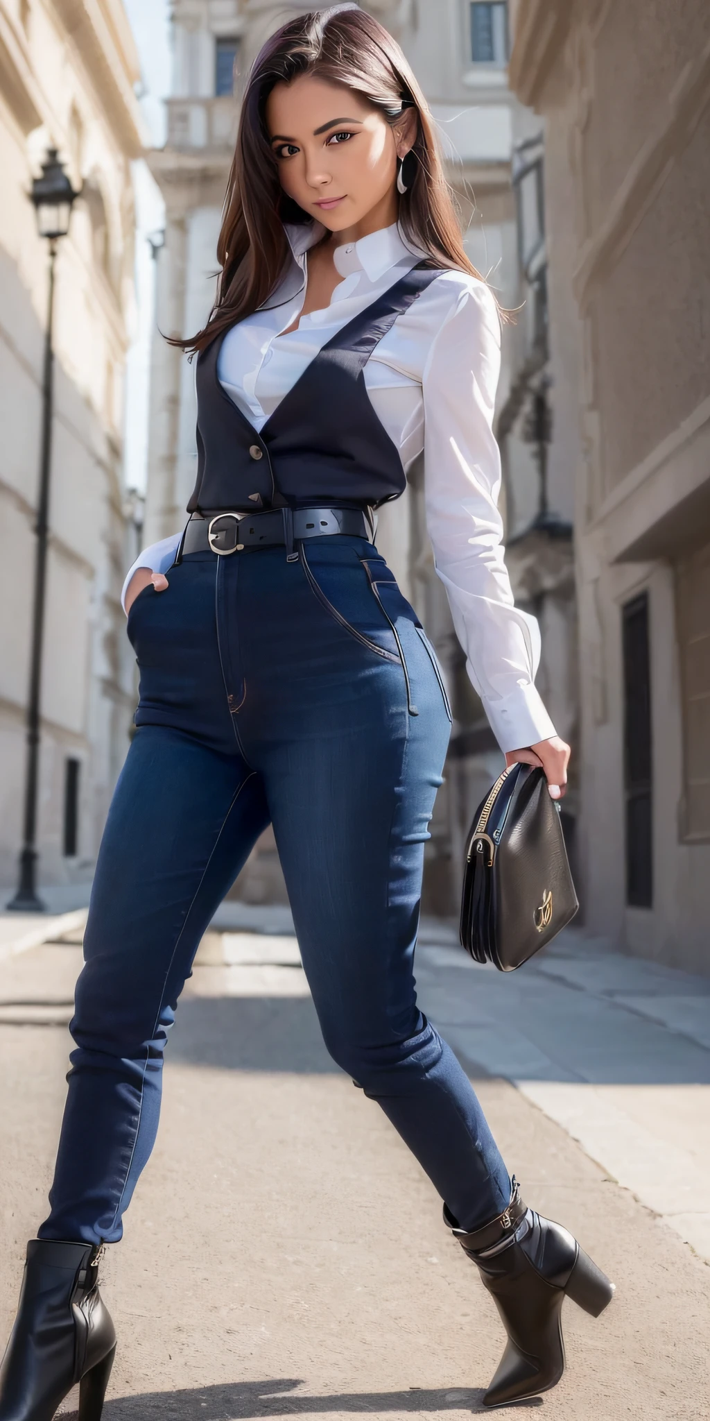 (((profesional: paso a paso, taking into account even the smallest detail, Resultado final Nivel Dios))): " solo 1mujer con figura perfecta, maga muy joven, sexy ropa, botas con tacones altos, vista centrada en la cadera, detalles intrincados en toda la imagen"