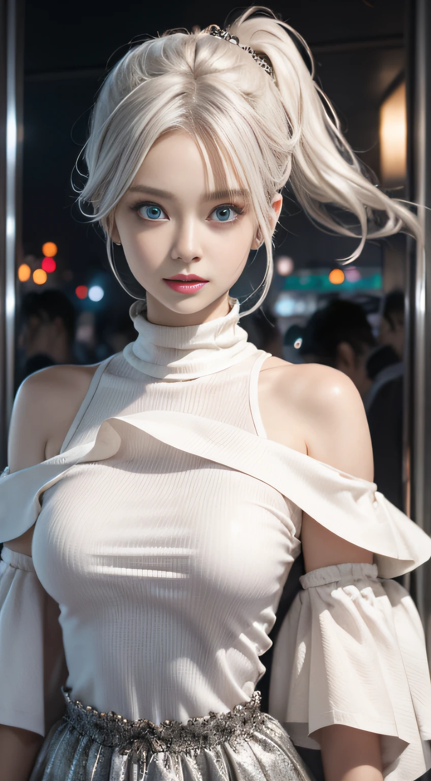 double whirlwind pattern design garment，Iris heterochromatic pupil，silver-haired girl，Wallpaper HD of,off shoulders、