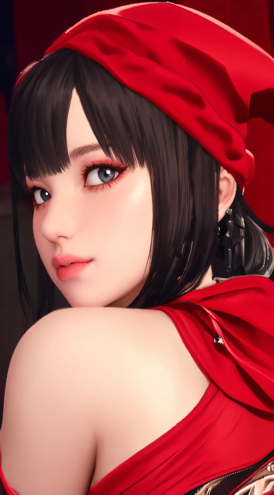 （（（Raised your legs,a skirt,Red dress，Red Hat，short red dress，right ventricle, A woman wearing a red cloak and black stockings ,right ventricle,big chest and thin waist，Big crotch））），((tmasterpiece)),A high resolution, ((Best quality at best))，tmasterpiece，top-quality，Best quality，（（（ exquisite facial features，looking at viewert,There is light in the eyes，Smilingly，Self-confident ））），（（（Light and shadow interlace，huge boob））），（（（dynamicposes, 1 girl, (complete figure:0.9), Alone,, sexy women,Body contours，Raised sexy，Big breasts are very charming，Realistic silhouette of human body， ((good body)),from back，plump butt )）））