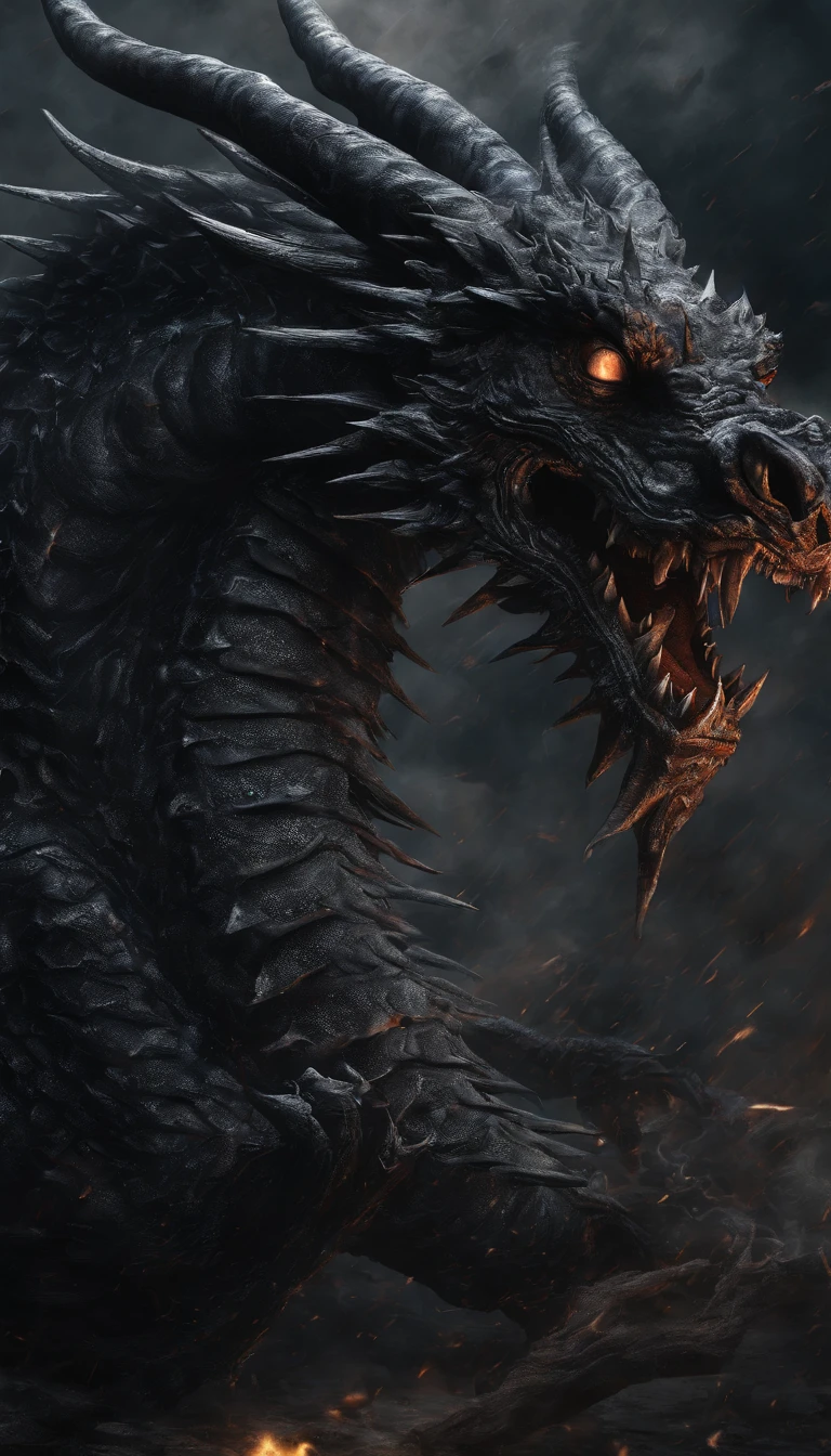 chinesedragon,Black Dragon,There are dragon claws,dragon claw,see the whole body,body,Sharp eyes,surrounded by black lightning,salama,hovering sky,mito,wonderland,the night,Wind and clouds,realisticlying,starrysky,themoon,hyper HD,Very detailed,tmasterpiece,high qulity,A high resolution,Background bokeh,16k processing,HD --AR 9:16,ultra-realistic realism