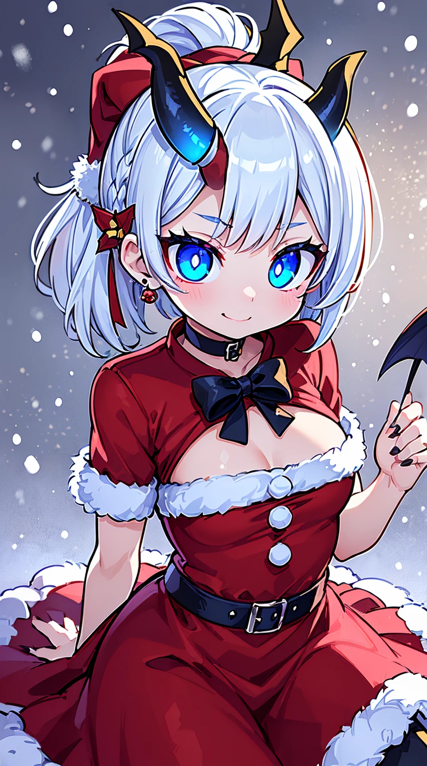 ((( (Winter background), (Snowing), (Christmas theme), (Slutty Santa outfit), ))) BLACKLIGHT, ((NSFW)), ((Small Boobs)), realistic art, extremely delicate and beautiful, ultra-detailed, (1girl), ((Blue eyes)), floating, detailed light, illustration, dynamic angle, depth of field, ((((milf)))), girly, ((Blue and White hair, multicoloured hair, Blue highlights hair, (Ponytail), hair ornament, hair flower, flower, makeup, braid, smile)), demon eyes, fangs, pale white skin, (((best quality, 1girl, (skindentation), (blur background:0.6), (casual yet stylish, ((Demon Horns)), ), gorgeous, (short hair:1.5), soft lighting, wind, (front light:1.5), surprised, choker, smile, jewelry, earrings))), (ultra high res, best quality,), (8k, raw photo, best quality, masterpiece), technological sense, best quality, masterpiece, illustration,CG ,unity ,wallpaper, official art, Amazing, finely detail, an extremely delicate and beautiful,extremely detailed, highly detailed, sharp focus,rich background, (real person,photograph), ((high detailed skin)), ((( , (crazy eyes:1.3), (wide-eyed:1.2), (glowing eyes), (Demon) ))), (((a close up of a person with a weird face and nails, gothic maiden anime girl, gothic - cyberpunk, cyberpunk horror style, gothic art style, detailed digital anime art, gothic art, demon anime girl, gothic girl face, anime style 4 k, dark art style, anime cyberpunk art, gothic aesthetic, 1 7 - year - old anime goth girl, gothic horror vibes)))