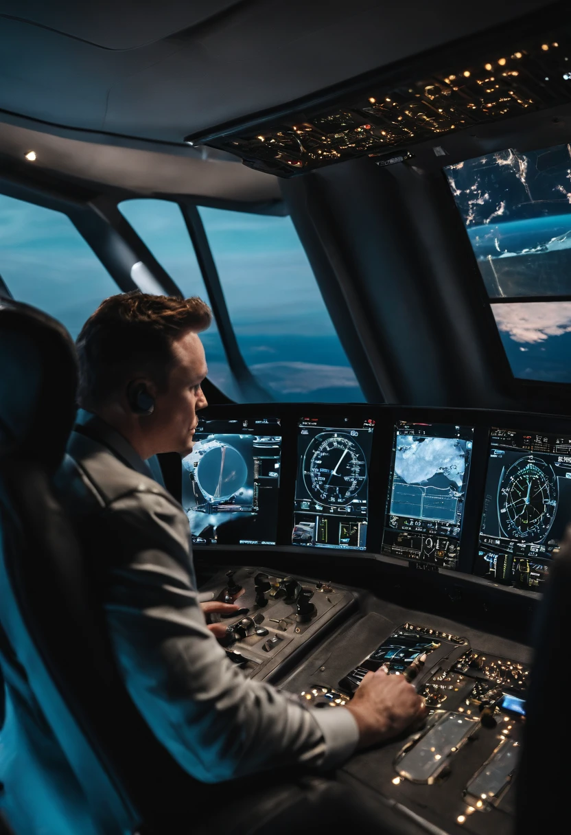 A photo of the character exploring the control center of a SpaceX rocket launch,original,elon musk, male