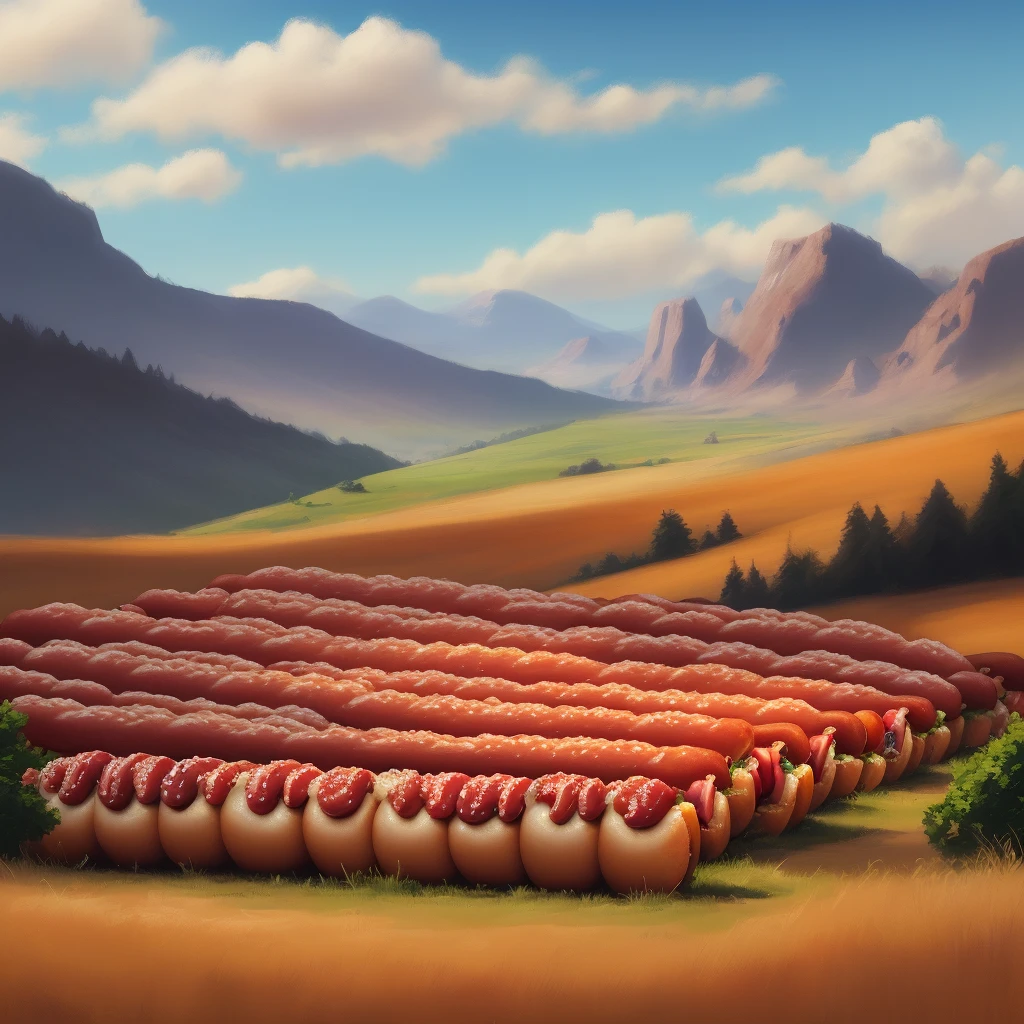 A landscape full of hotdogs