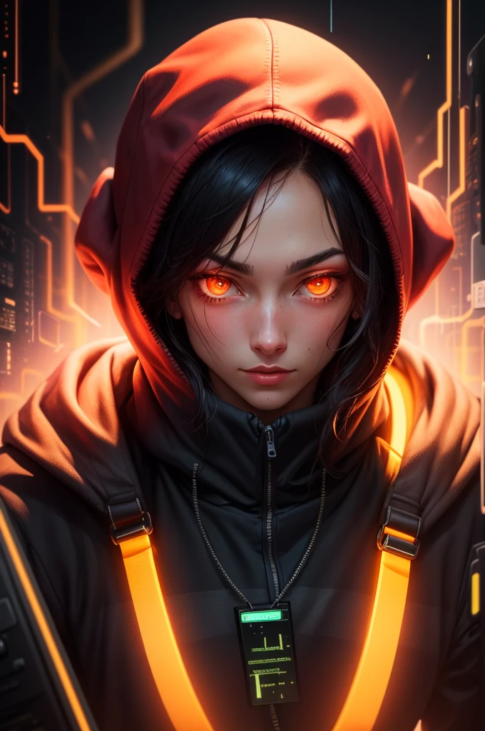 1girl, (only one cute girl:1.4), wonderful landscape in the background, (black, blue and red color scheme:1.2), flame, black_and_red, black_and_blue, dirty, red_eyes, lightning, glitter
