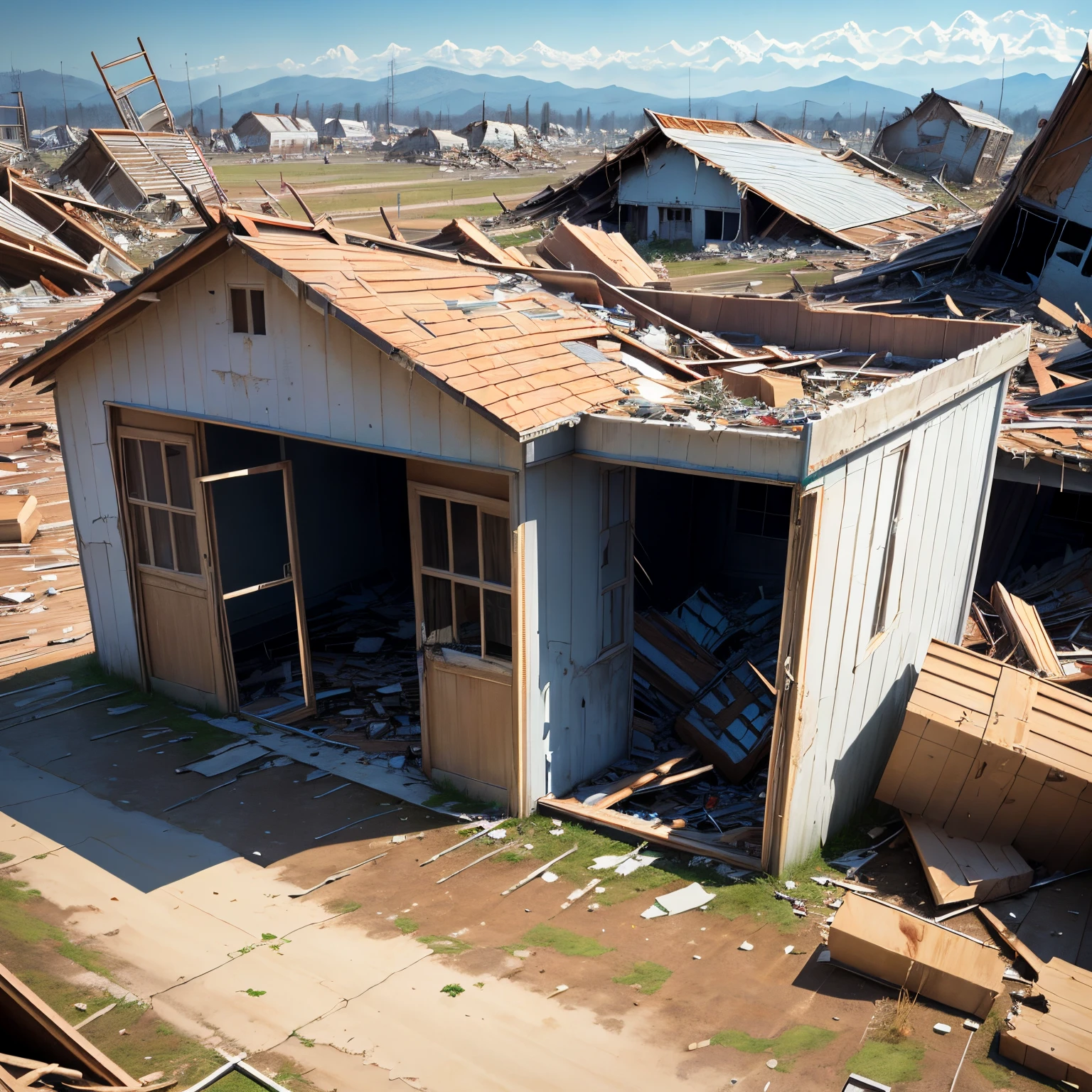 destroyed houses