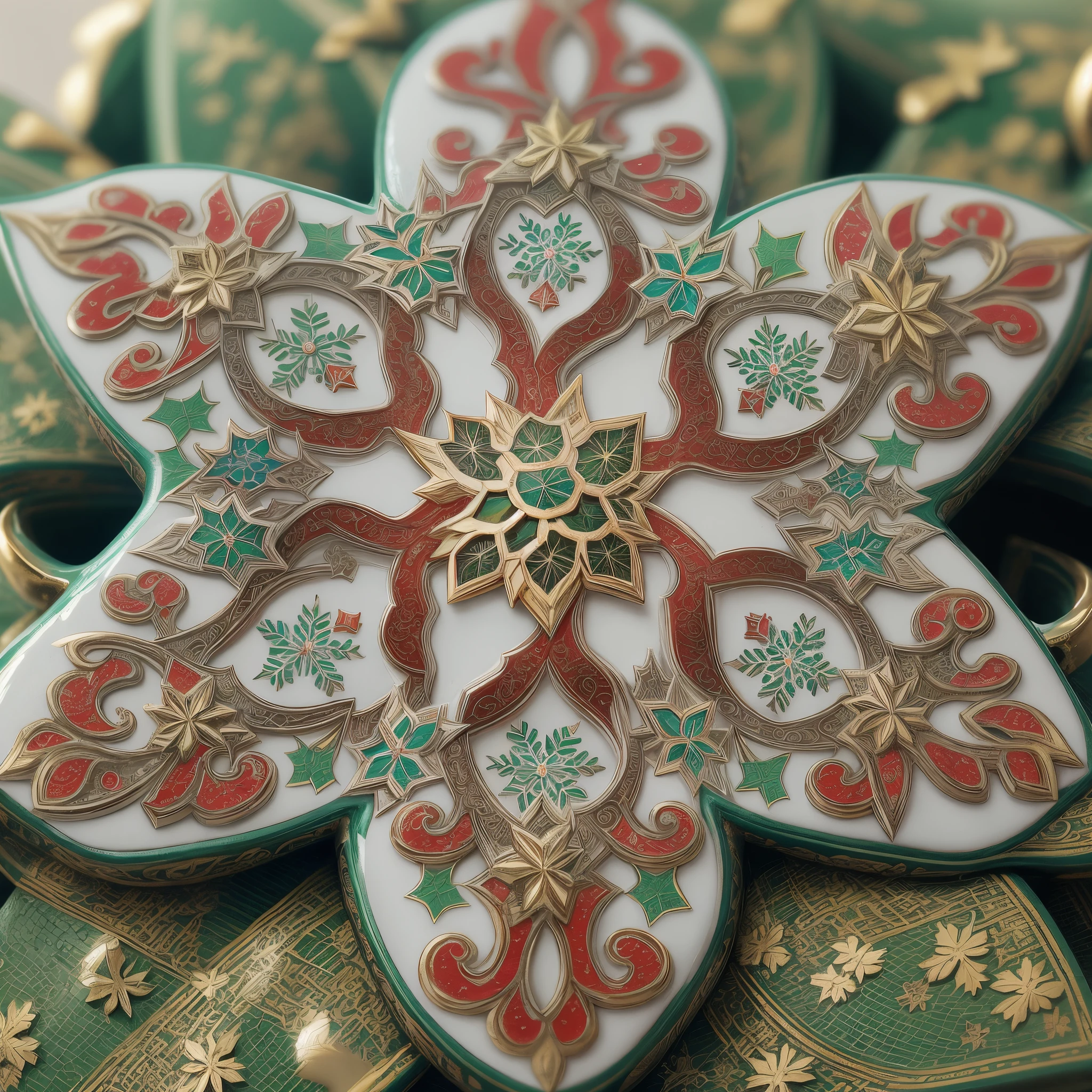 Cloisonne Ceramic Snowflake，closeup cleavage