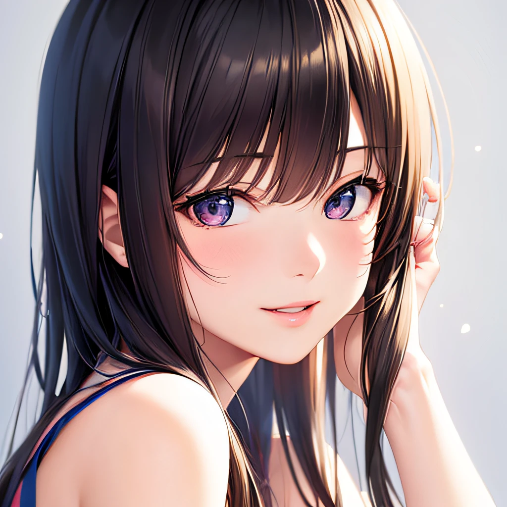 photographrealistic, (masutepiece,Best Quality:1.4),(8K,Raw photo,photographrealistic:1.2), Detailed skin,Detailed face,1girl in,Japanese Idol,Cute face, Black hair,slender, shiny eyes, Smile,  BREAK (Side view:0.6), Cute clothes
