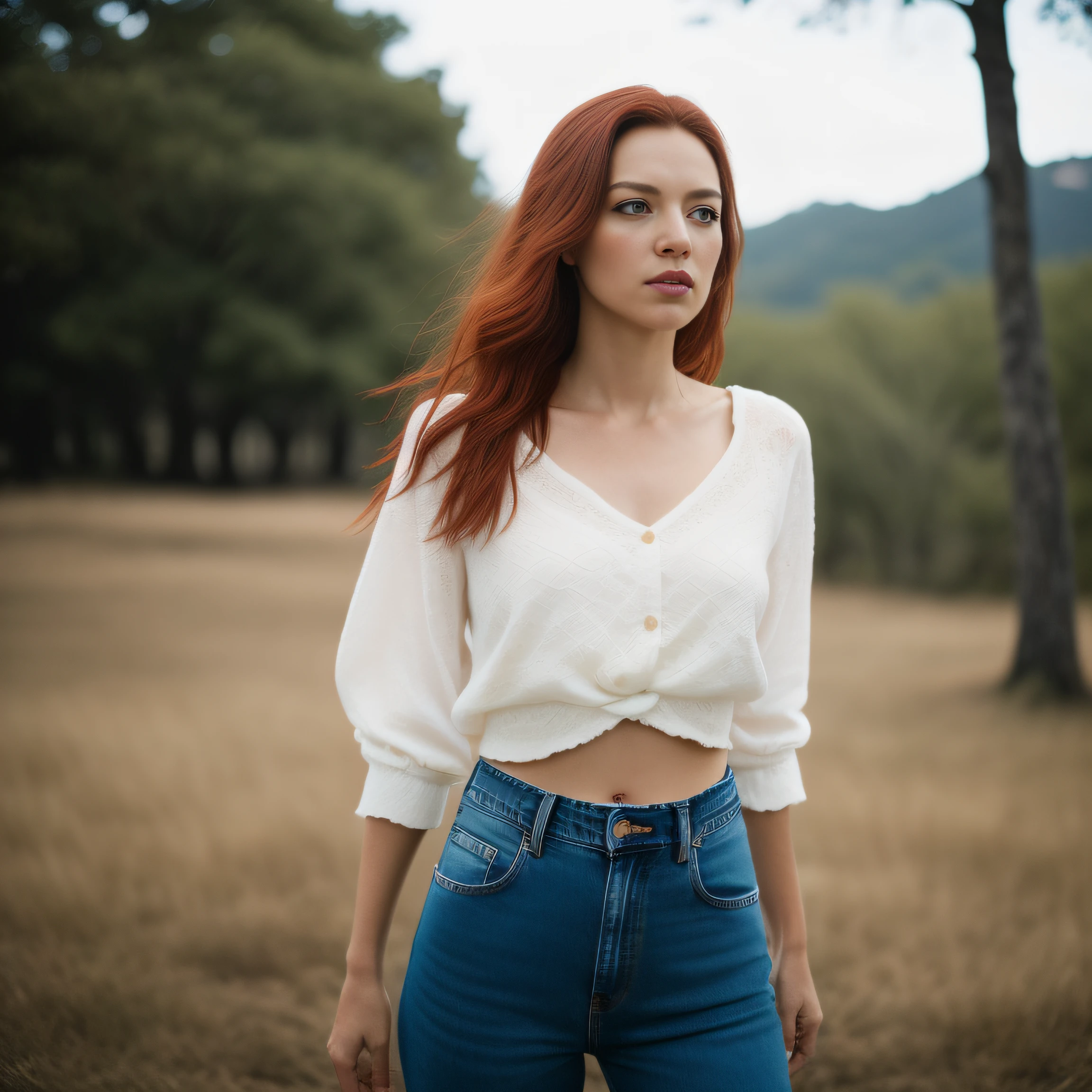 a portrait of a (soaking wet of a milk:1.2) redhead, freckles teacher is sitting on a porch, white shirt, visible through the white top t-shirt, slate atmosphere, cinematic, dimmed colors, dark shot, muted colors, film grainy, lut, insane details, intricate details, hyperdetailed, closeup, twilight