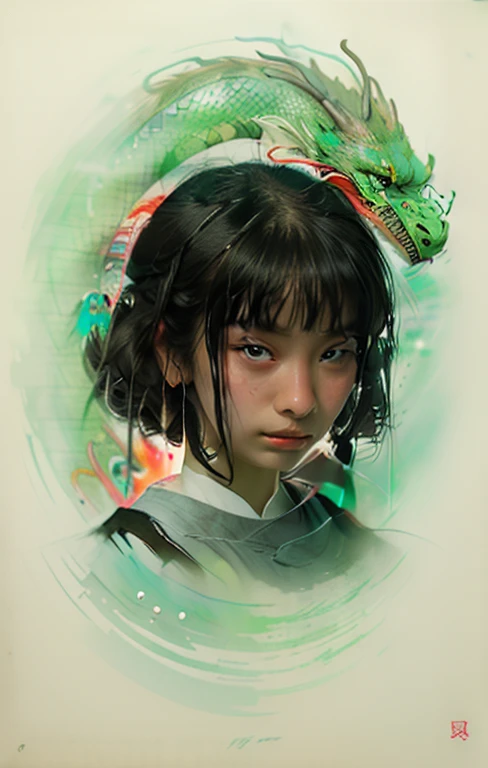 hiyao miyazaki;Spirited Away,The background is a dragon