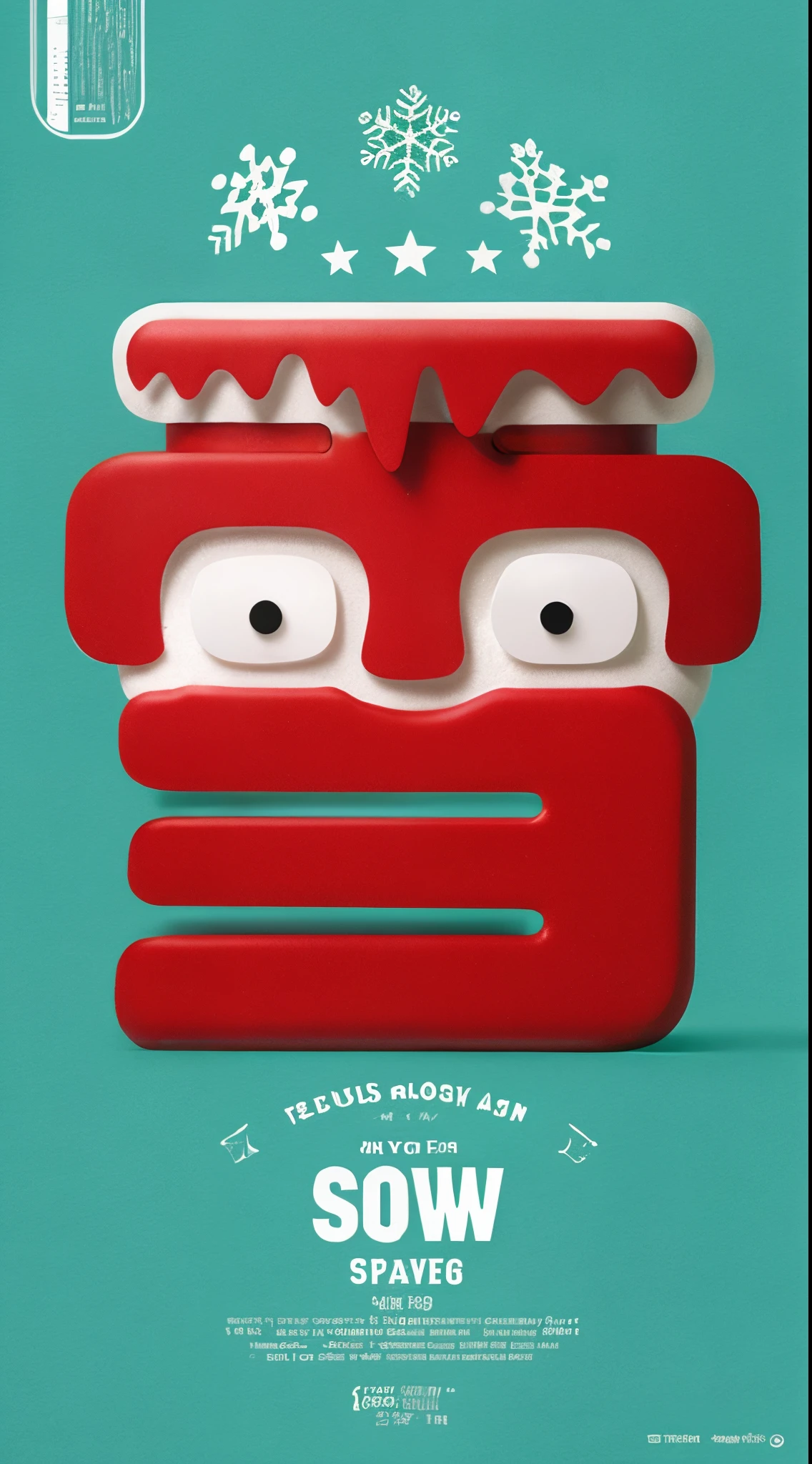 （Poster design），（Cute Snowman），Creative text design，snowflower，pixar-style