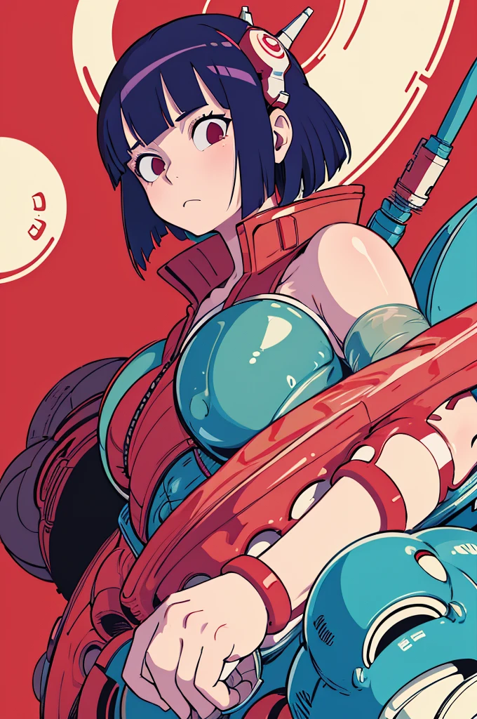 high quality, masterpiece, best quality, detailed background, intricate, saturated, official art,
1girl, Rumiko Takahashi, huge breasts, unhealthy, appealing, cyberpunk
white background