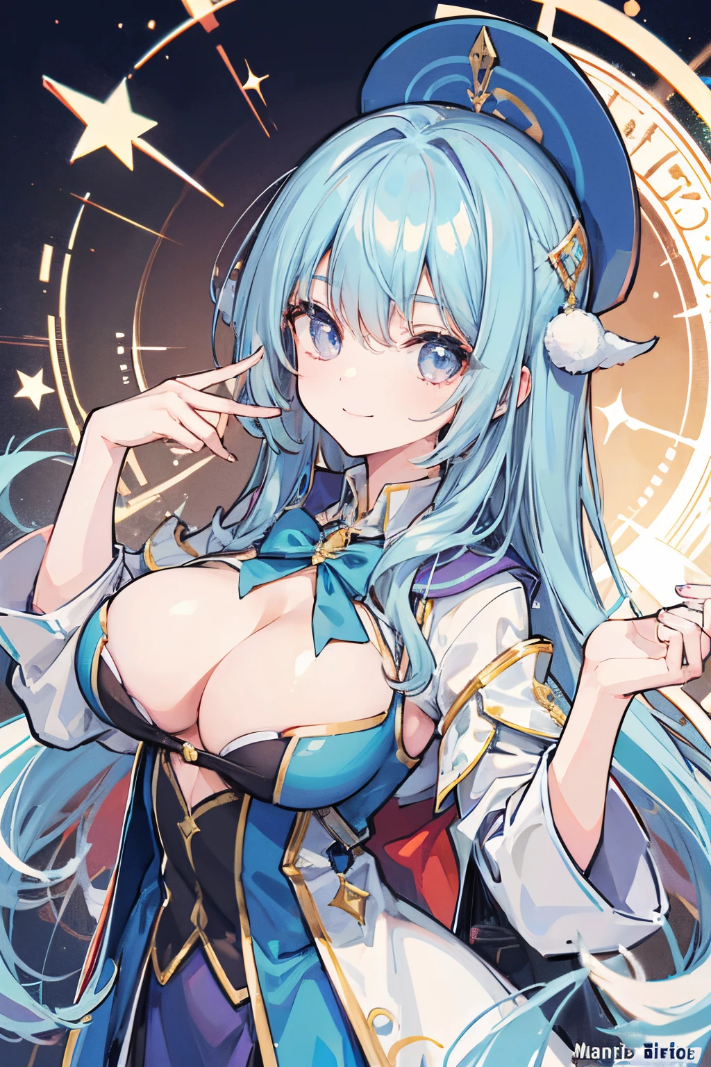 wizard, Girl, big breast, Smiling, Magic Circle