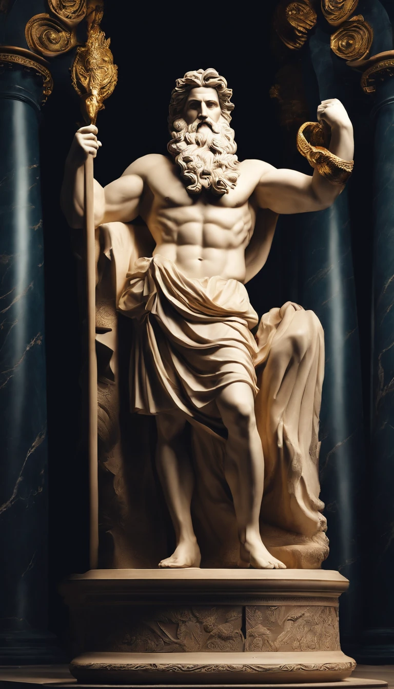 A stoic statue of Zeus STRONG, Mshiff, Arte do papel de parede, Papel de parede UHD