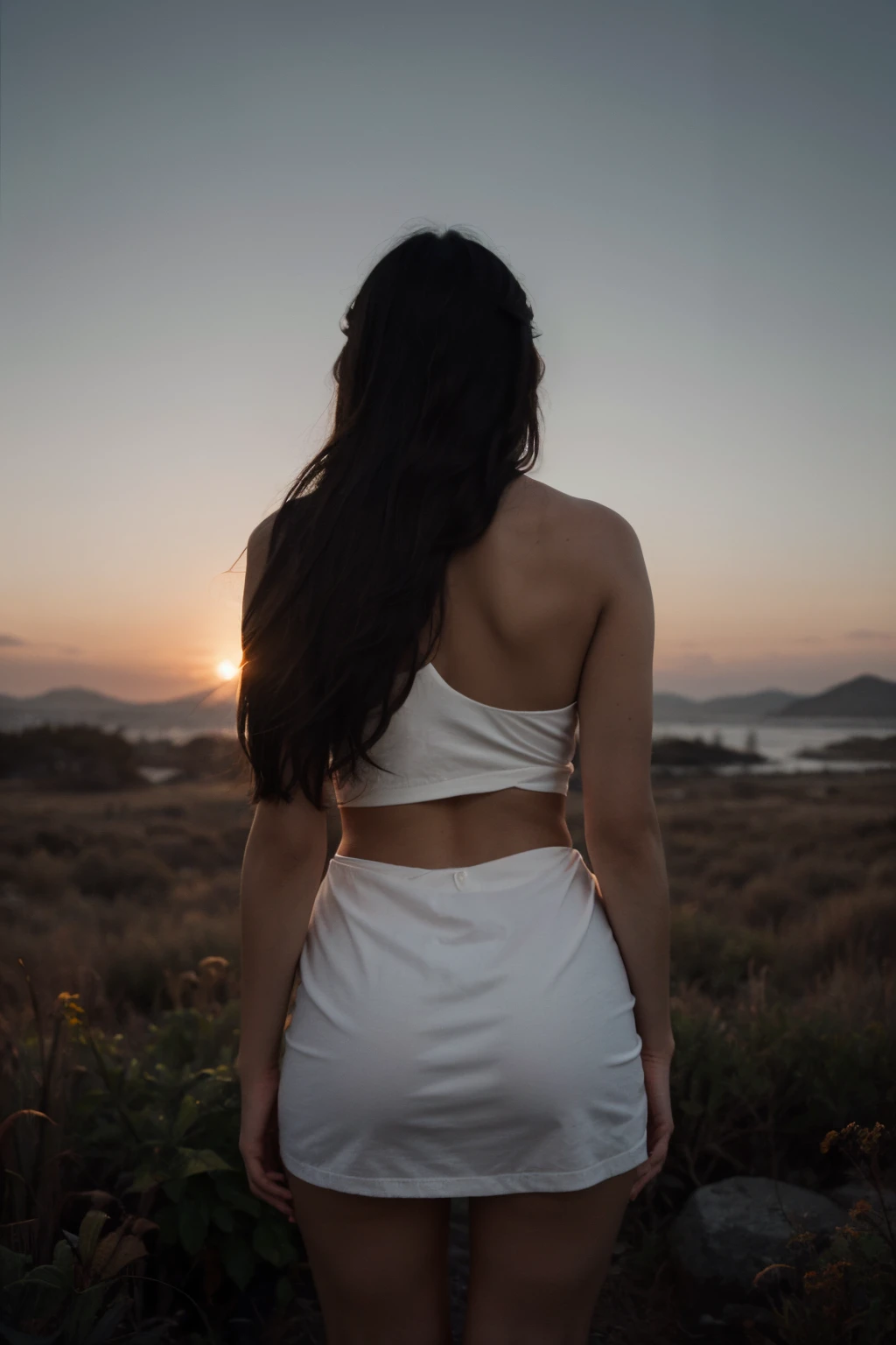 You can already tell that v0.2 is going to be... tasteful // create a visually captivating minimalist artwork featuring a woman's silhouette in sunset tones against a black background. Emphasize simplicity and elegance, with clean lines and minimal detail. Capture the essence of modern minimalism, allowing for negative space to enhance the overall composition.