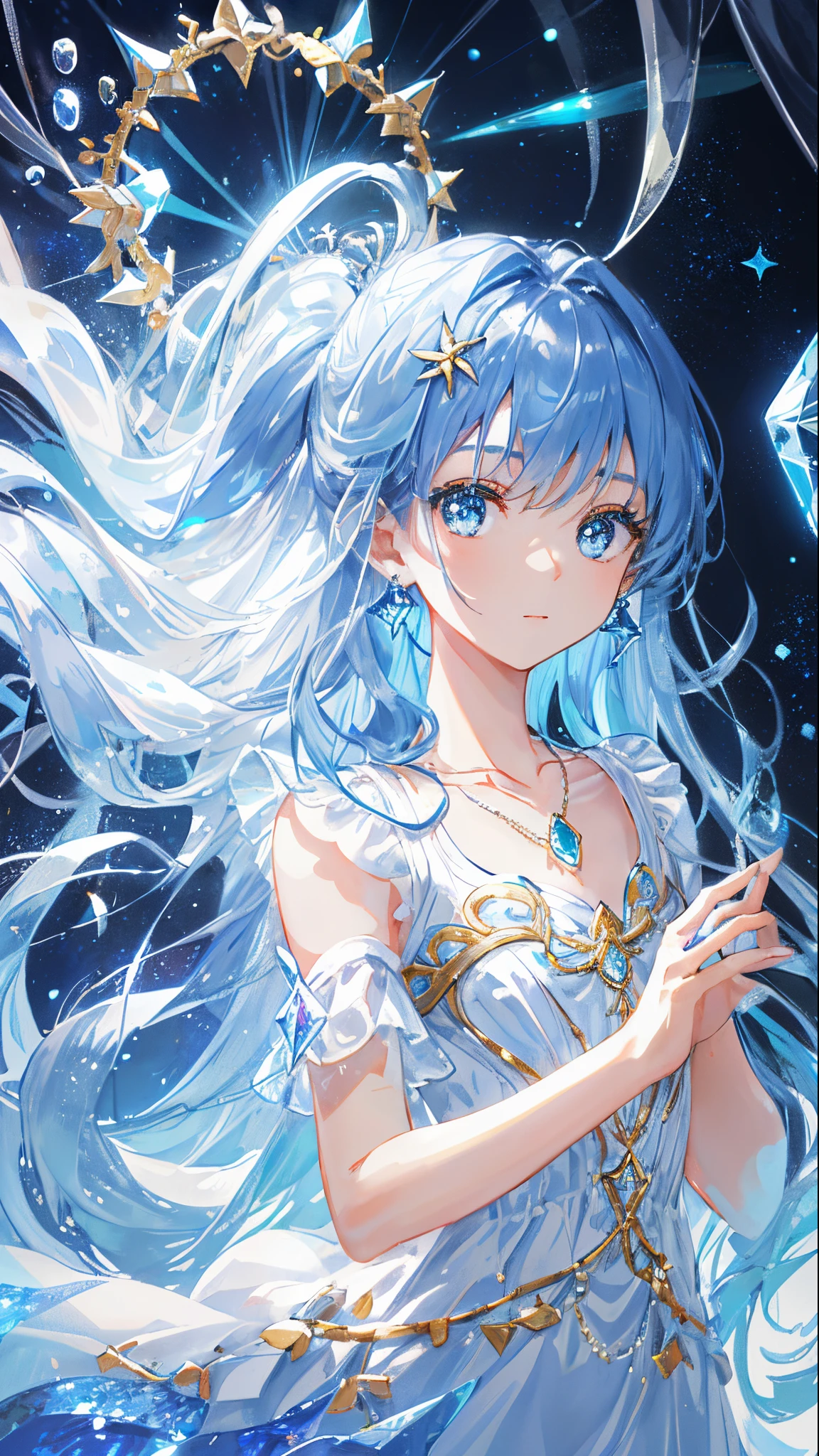 A close up of a woman with long hair and a star crown - SeaArt AI