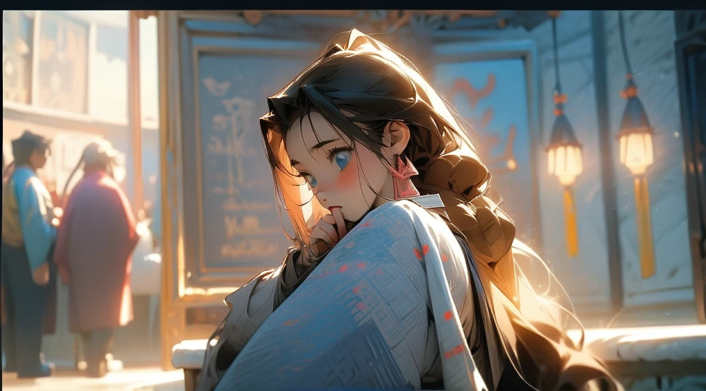 beautiful anime woman 3d 4k animation studying in a room writing a notebook ,sentado de lada numa cadeira com mesa ,and a cup of coffee on the table with coffee steam coming out  ,with an anime poster on the children&#39;s wall&#39;office kawaii style pastel colors )chuva na janela(melhor qualidade),