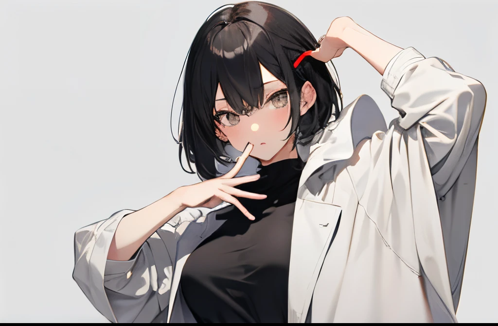 1 youth、A dark-haired、black eyes