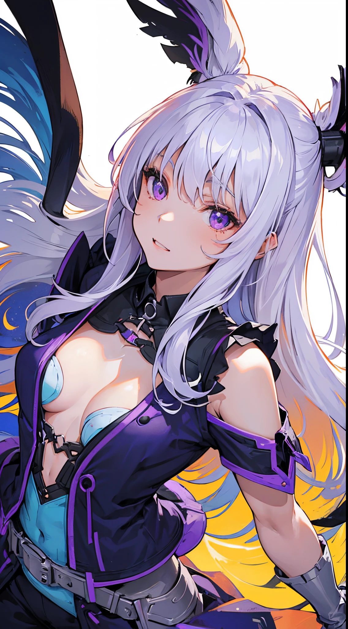 girl with,White hair,Purple eyes,Bright background