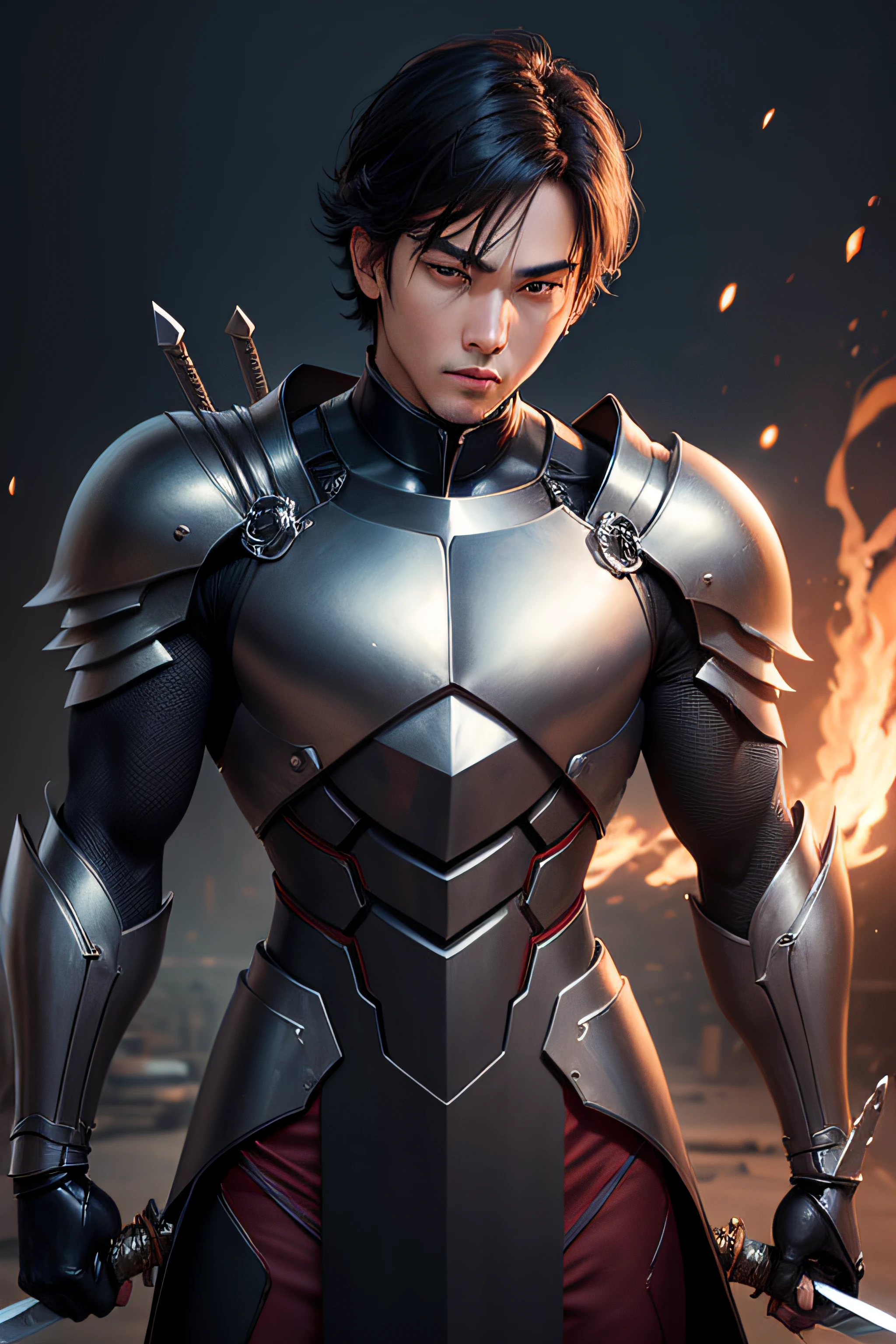 (masterpiece, best quality: 1.2), yoru(man, iron amour, with sword