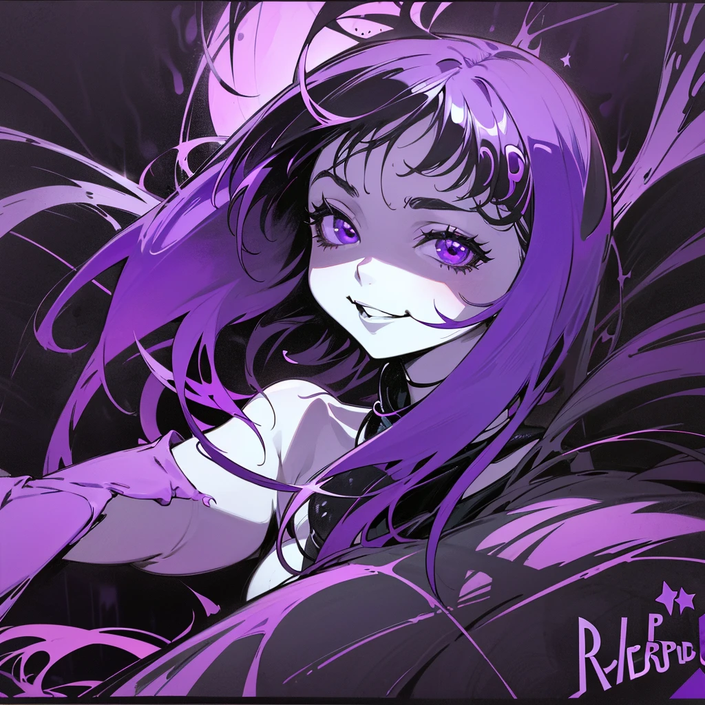 abstract art, psychedelia theme, close-up shot, one idol girl,holding microphone she dances, shocking pink gloves, ill-omened expression of her face, unpleasant smile, flowers blooming crazy, bloody joy of the stars, (deep purple and black tones:1.8), weird metaphysics.
