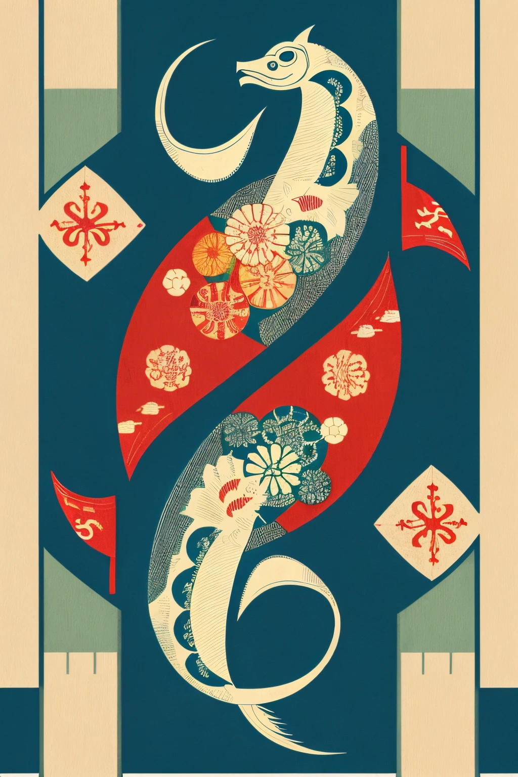 Using Japanese motifs、big catch flag design