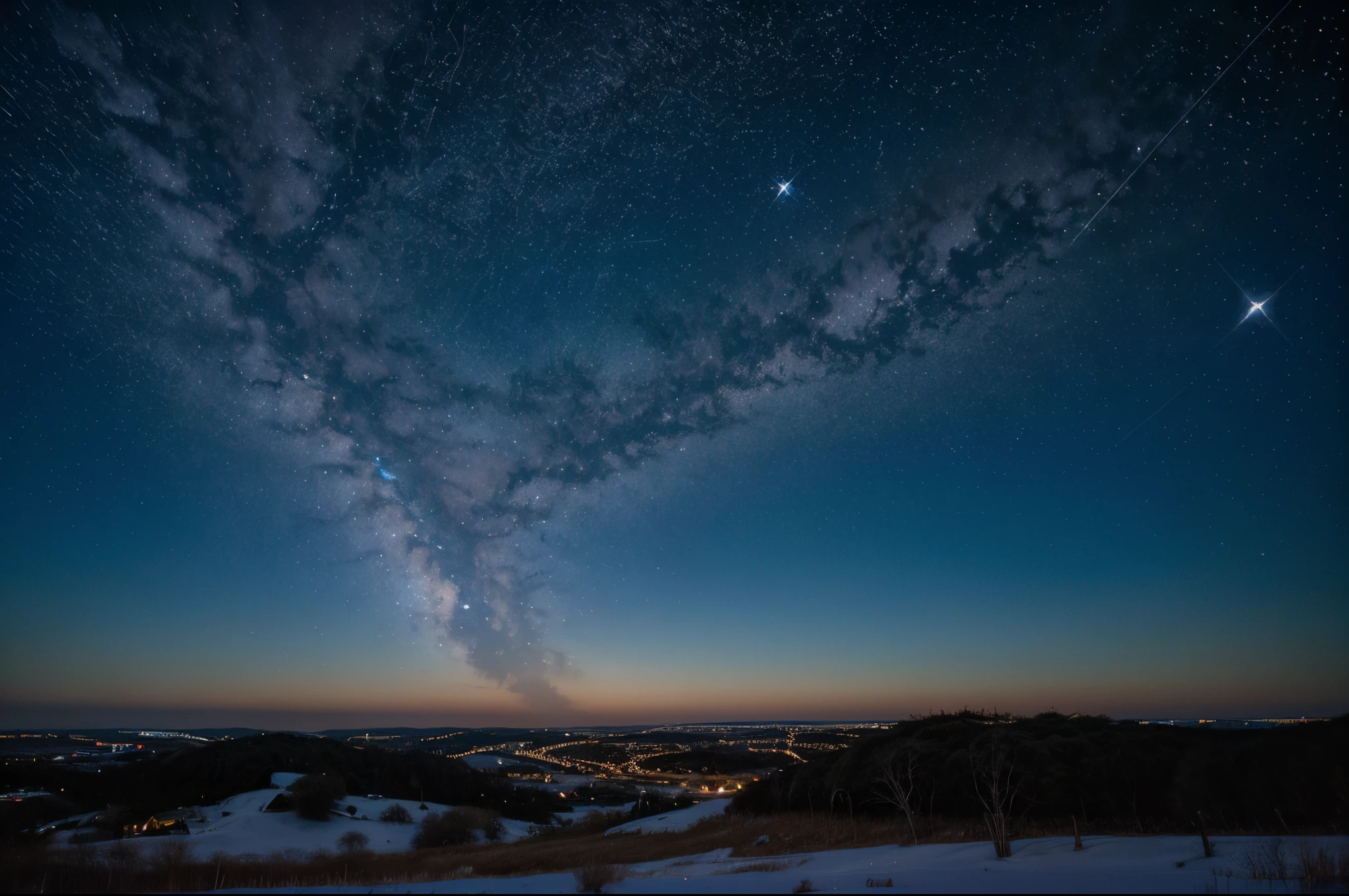 - Image of a blue sky with twinkling stars.