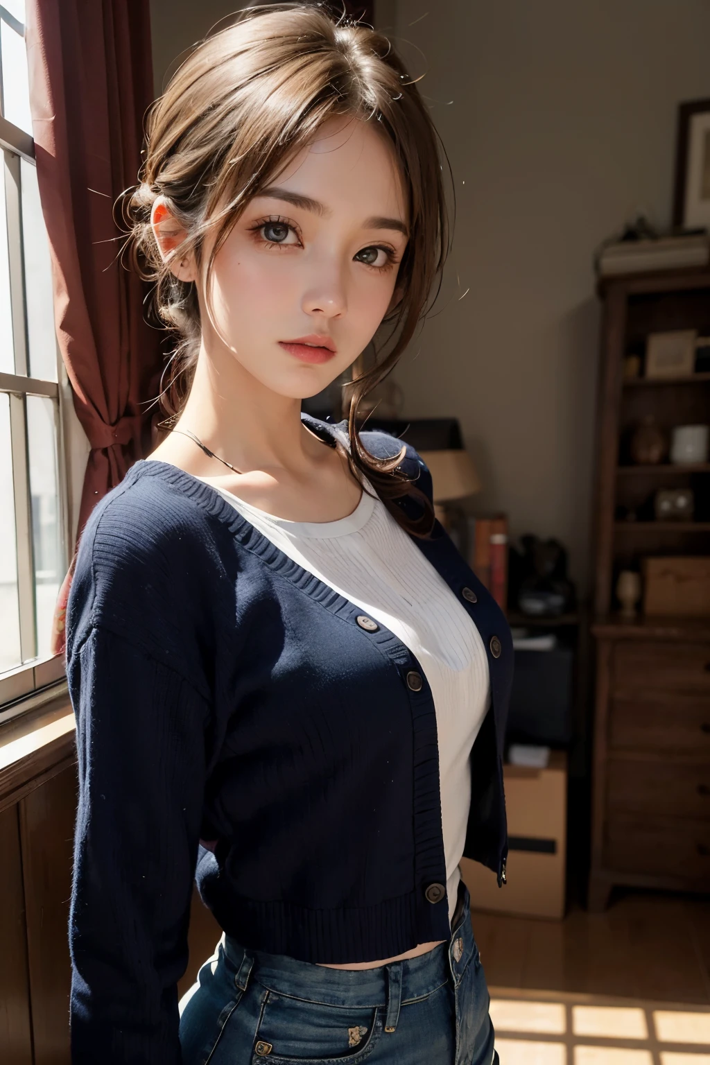 1girl, master part, best quality, fotorrealista, pena_Doulikui, sentado