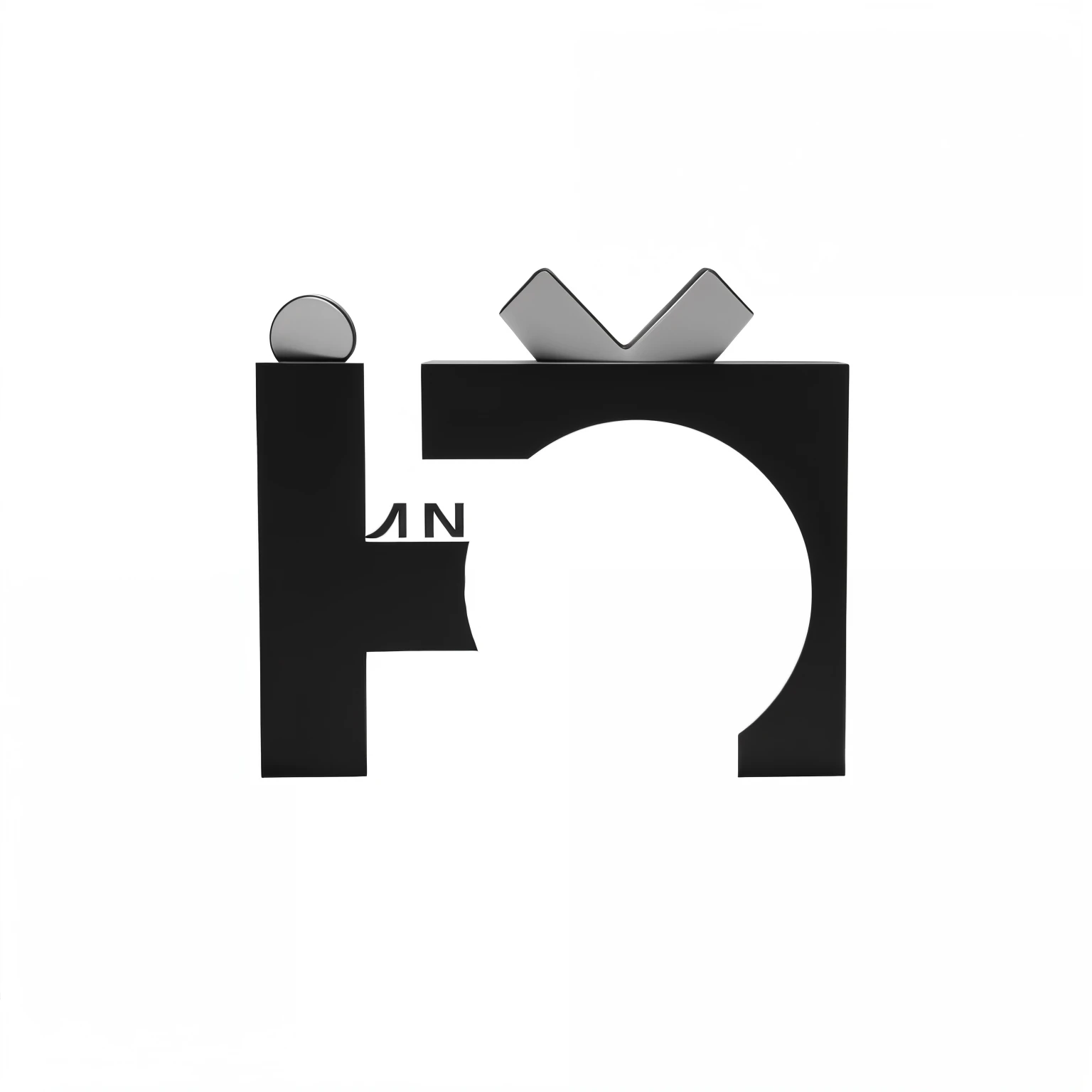 Close up of black and white logo on white background, logotype,simple,Including Han Yi, name element,Enrich the picture,ingenious,Advancedsense,camera style