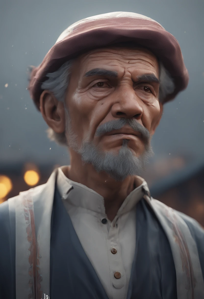 (Focus sharp:1.2), Award-winning photo of an old farmer, welin islamic clothing, water dripping, Thunderstorm outside, lightning back lighting, , with wrinkles on his face, wrinkles, extremely detail skin, grieves, be desperate ,Cloudy eyes, (deep shading:1.1), hight contrast, pretty eyes, absurd res, 8K, (high qulity:1.3), , artstation hd, concept-art, Detailed face and body, award winning photography, (moody light:1.2), depth of fields, bokeh, 4K, HighDynamicRange