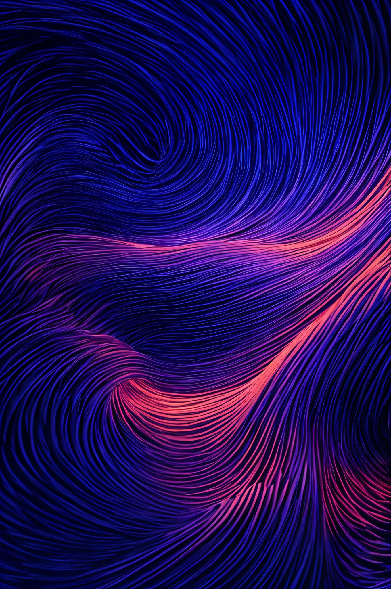 Close-up of a wave of lines on a dark background, abstract art representing data, waves and particles, particle waves, lightwave, quantum waves, ripples of reality, infinite quantum waves, magnetic waves, a digital dreamscape, energy waves, corrugated electromagnetic waves, DMT wave, vibration, energy waves, Infinite psychedelic waves