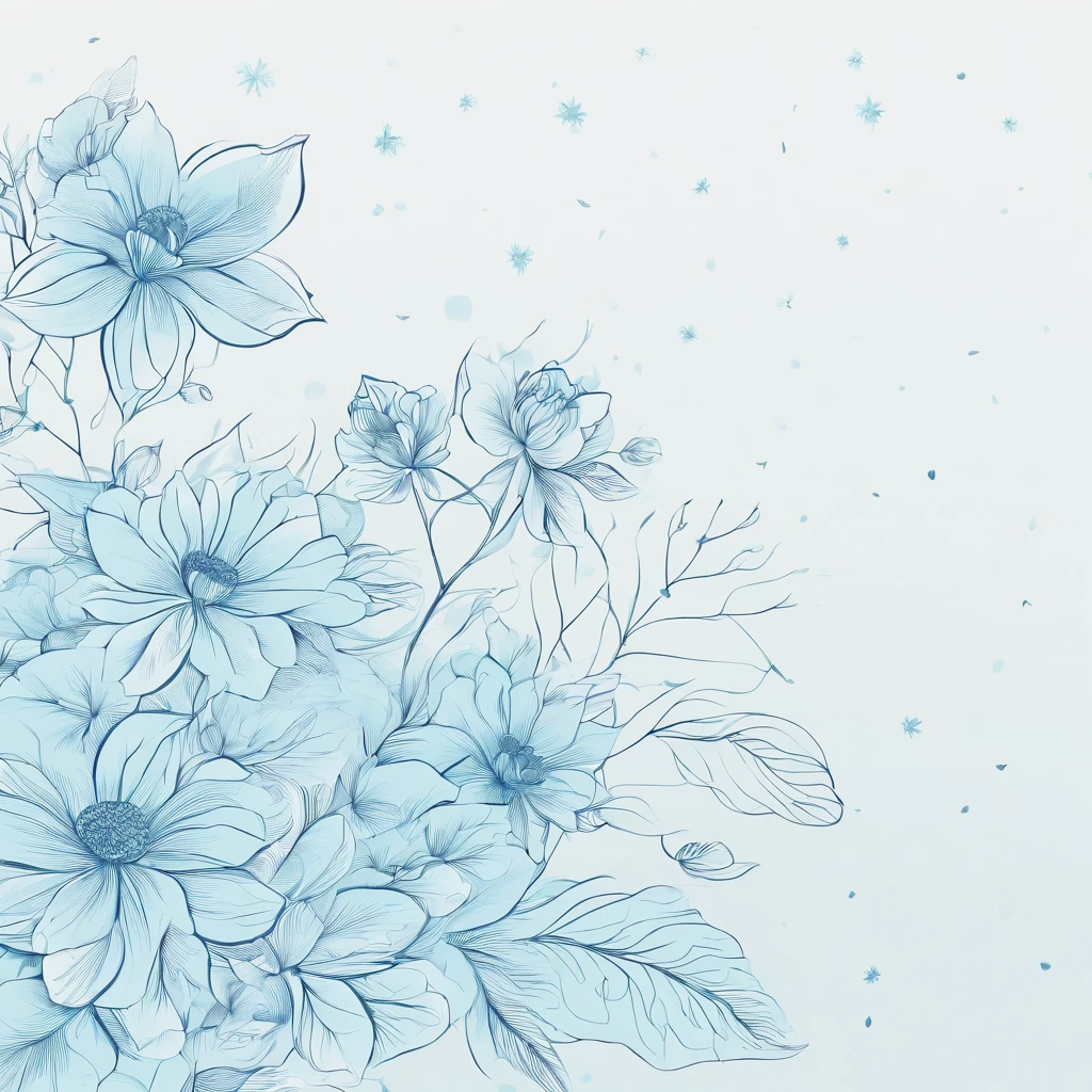 Pattern sky blue light blue lines chinese style flowers and plants