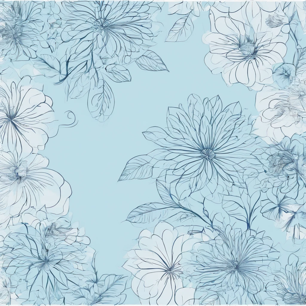 Pattern sky blue light blue lines chinese style flowers and plants