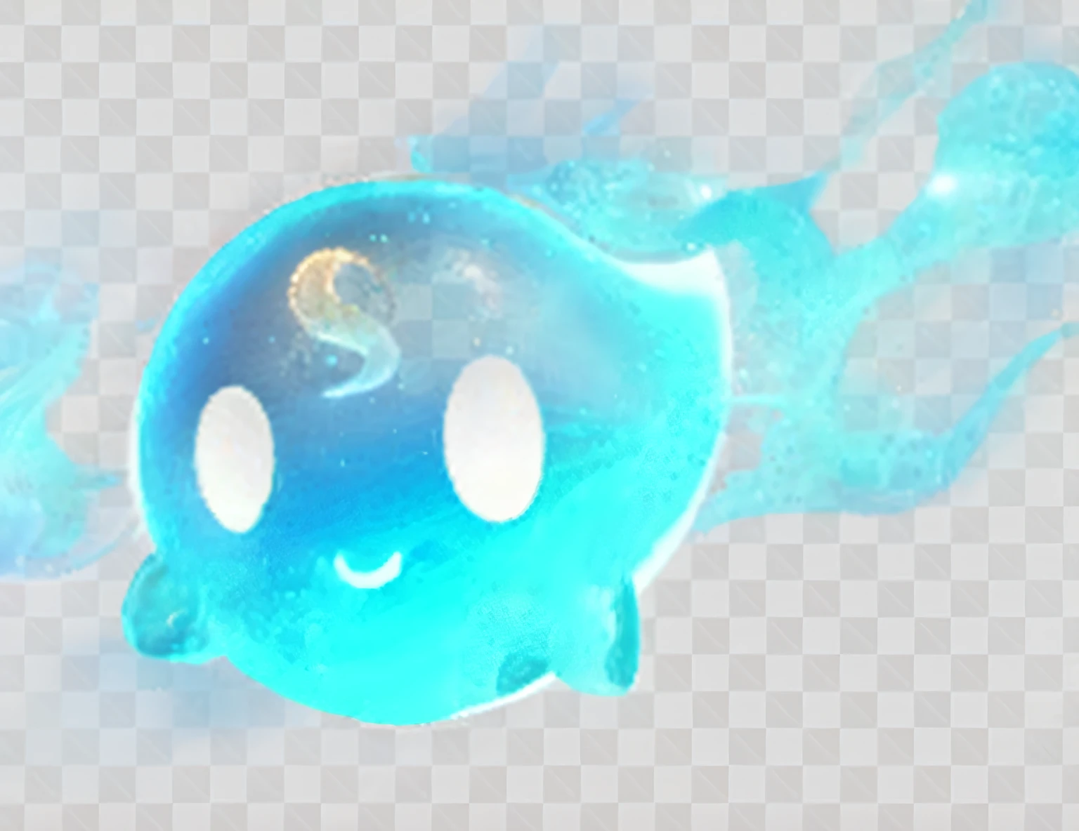 Golden ghost close-up,There is light on it, friendly contact, The scream of the transparent ghost, transparent goo, floating ghost, blue transparent jelly, iridescent ghostly, Ethereal Eel, ghost sphere, water sprites, Glowing Elves, glowing water element, Discord emoticon, Water type, Weird shape, glowing, iridescent water element